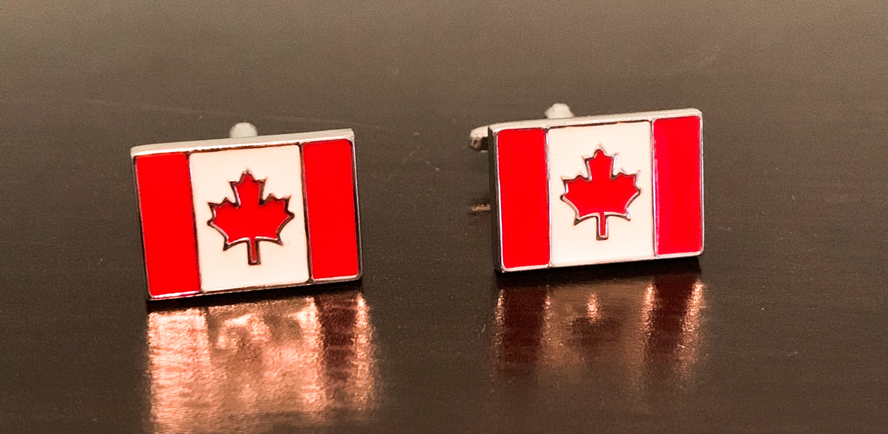 Elegant True Gentleman Canadian Flag Cufflinks showcasing the iconic flag design, perfect for formal and casual wear.