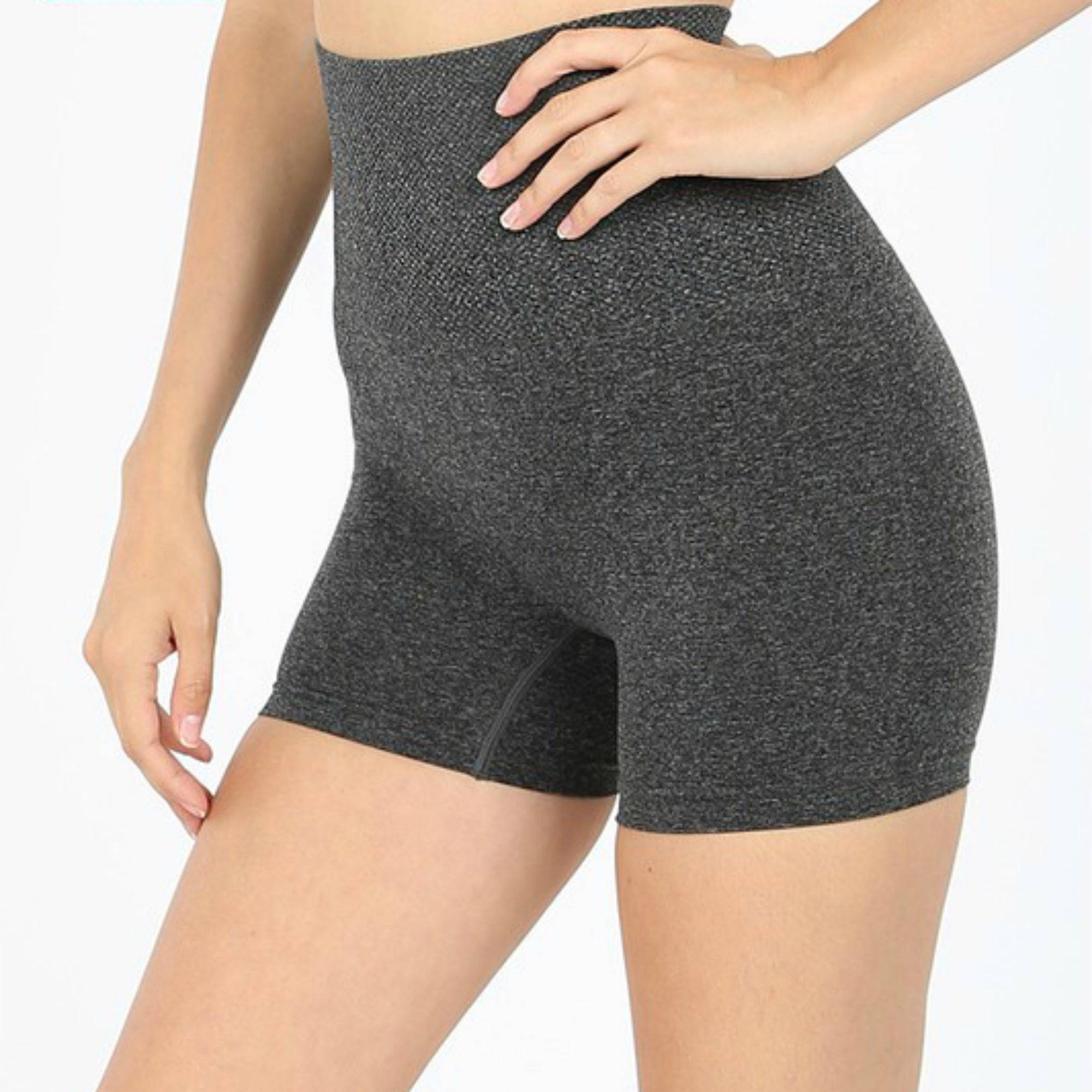 Zenana Tummy Control Slip Short Leggings with tall waistband, perfect for layering under dresses or skirts, providing comfort and support.