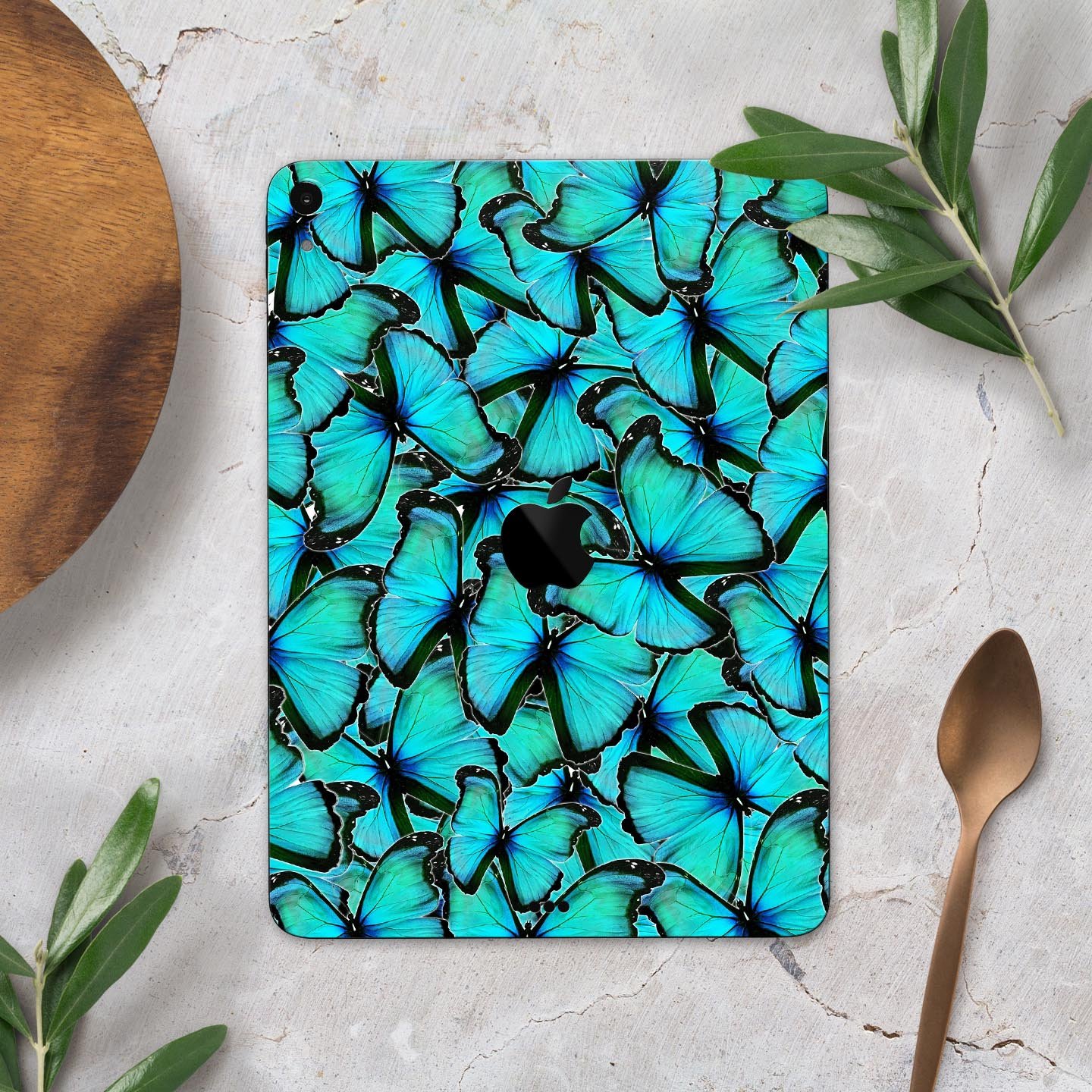 Turquoise Butterfly Bundle skin decal for Apple iPad, showcasing vibrant butterfly design and premium finish.