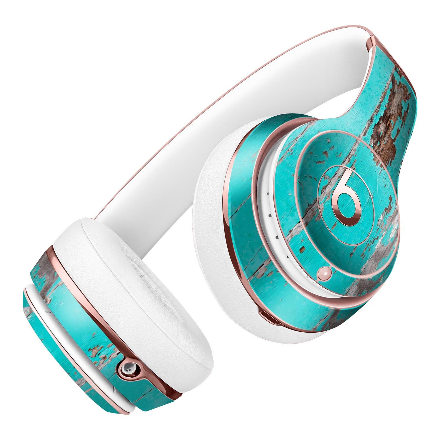 Turquoise Chipped Paint Skin Kit for Beats by Dre Solo 3 Wireless Headphones, showcasing a stylish design and premium vinyl material.