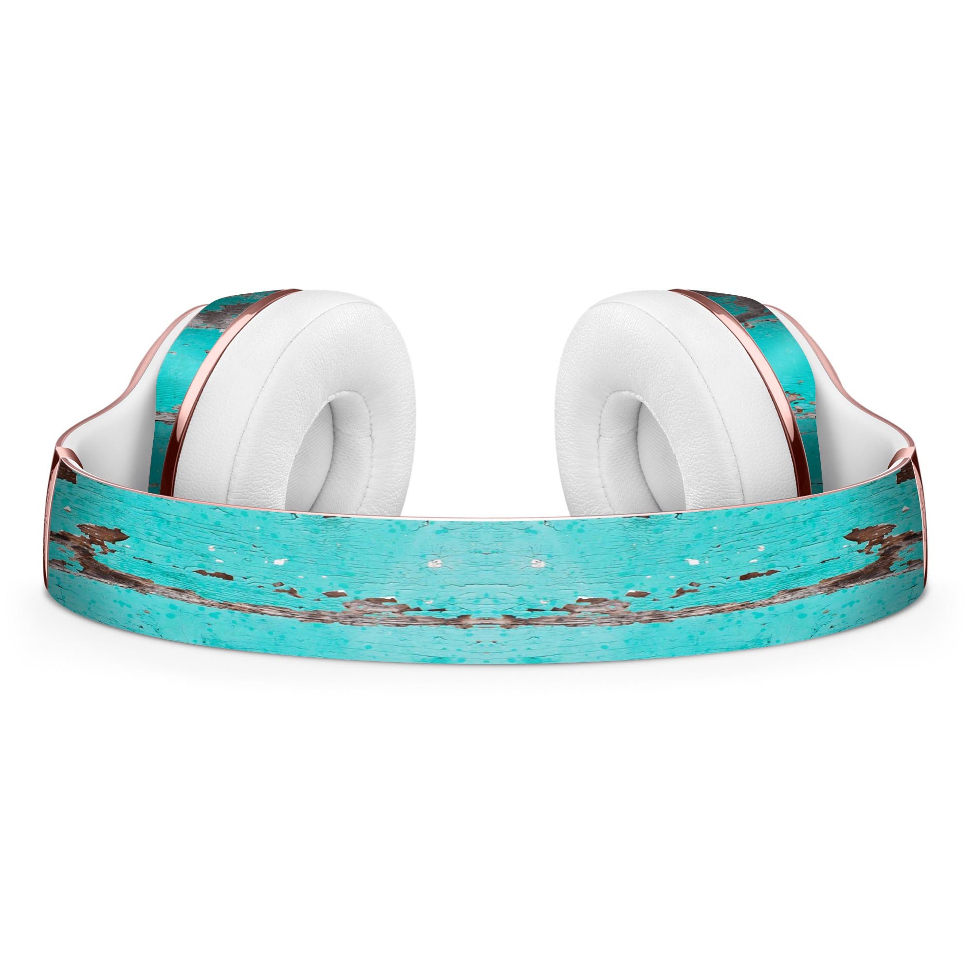 Turquoise Chipped Paint Skin Kit for Beats by Dre Solo 3 Wireless Headphones, showcasing a stylish design and premium vinyl material.