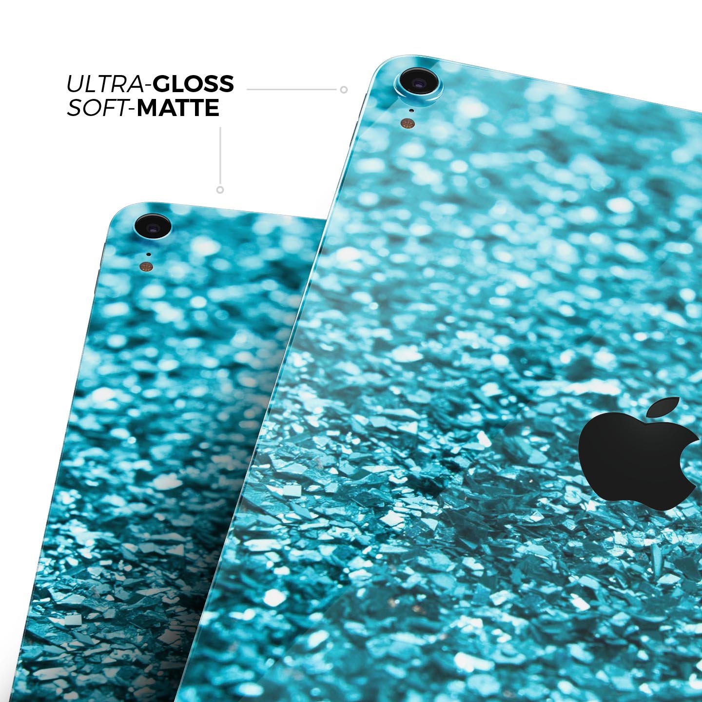 Turquoise Glimmer Full Body Skin Decal for Apple iPad Pro 12.9", showcasing vibrant turquoise design and premium 3M material.