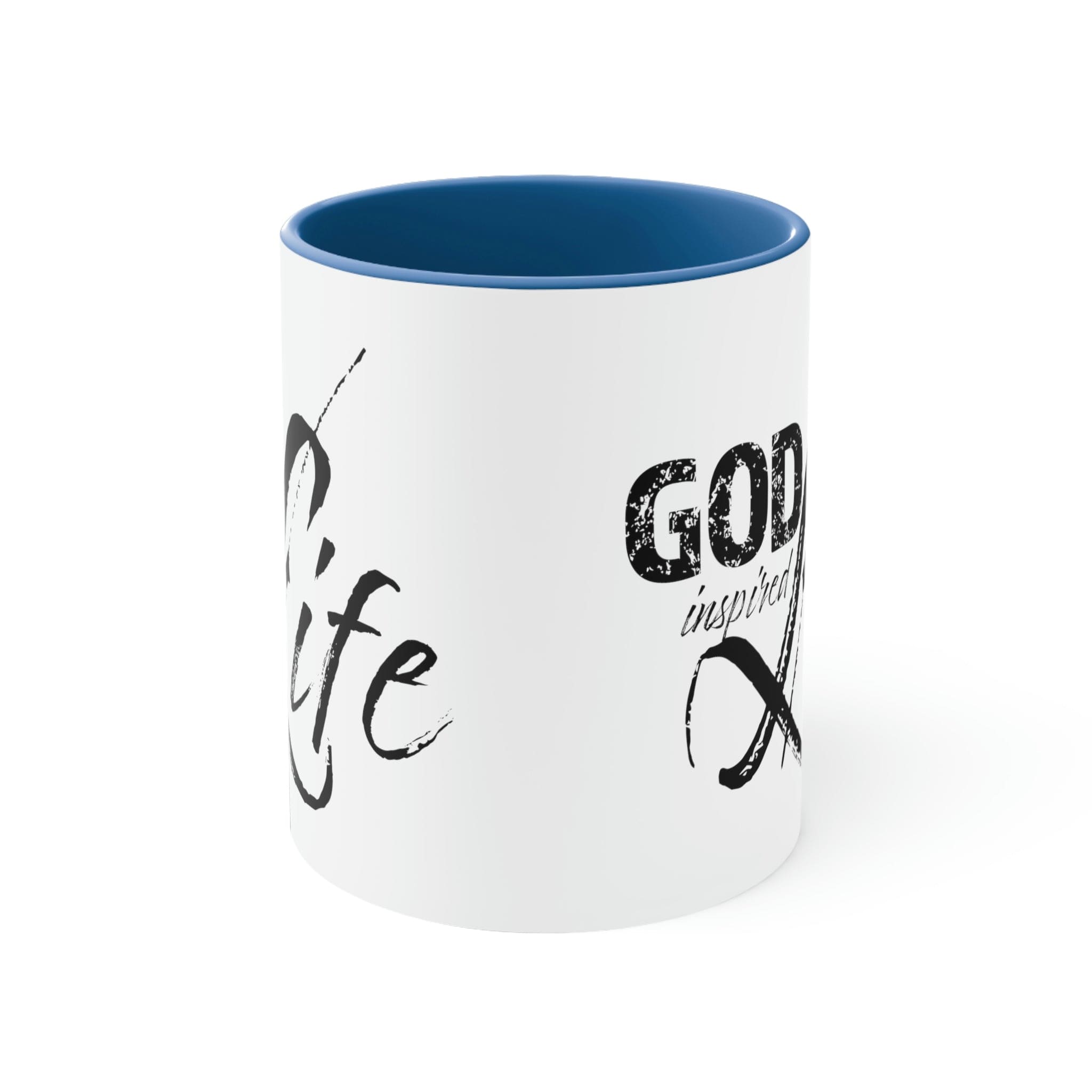 Two-tone Accent Ceramic Mug with a colored interior and handle, featuring an inspirational design for a stylish coffee experience.