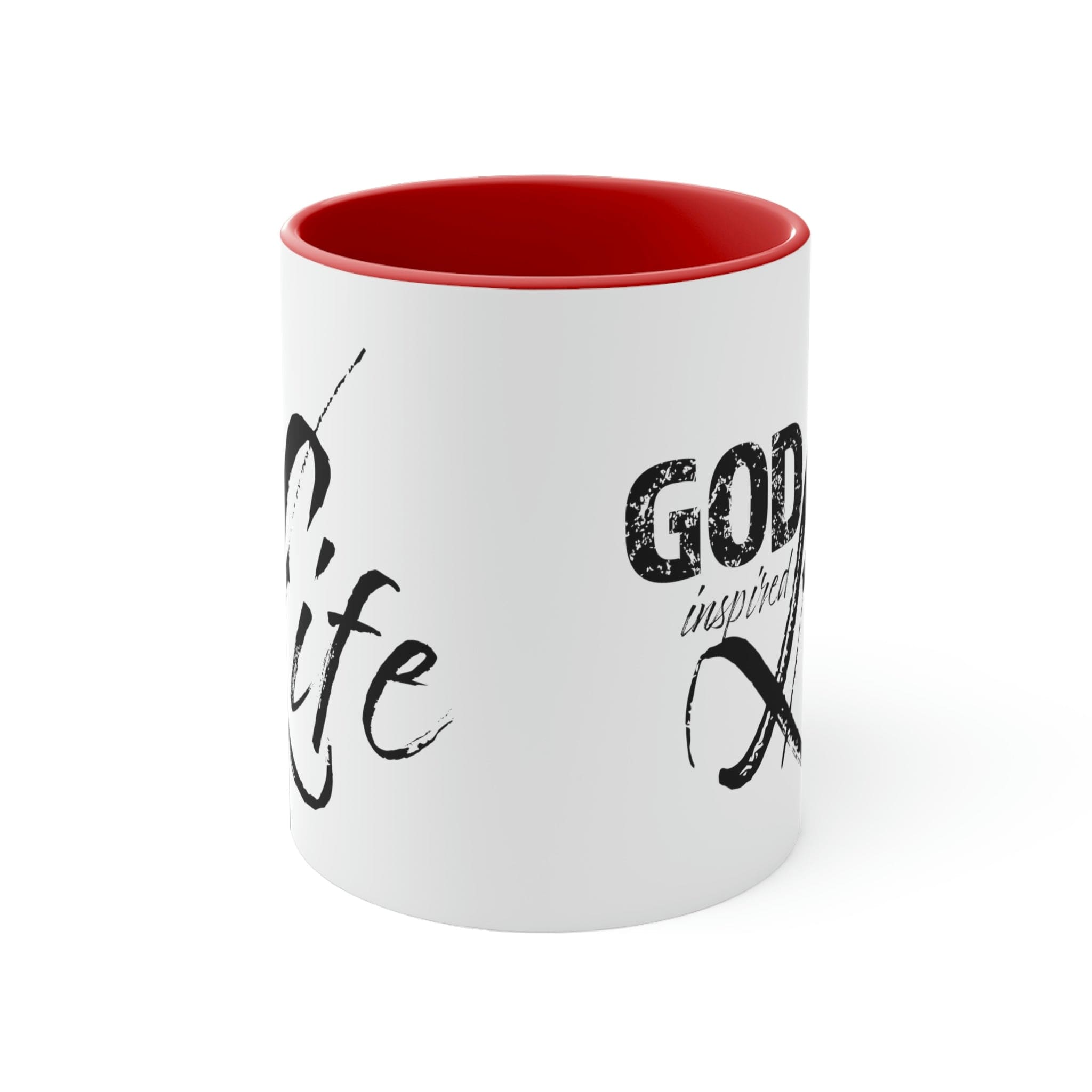 Two-tone Accent Ceramic Mug with a colored interior and handle, featuring an inspirational design for a stylish coffee experience.