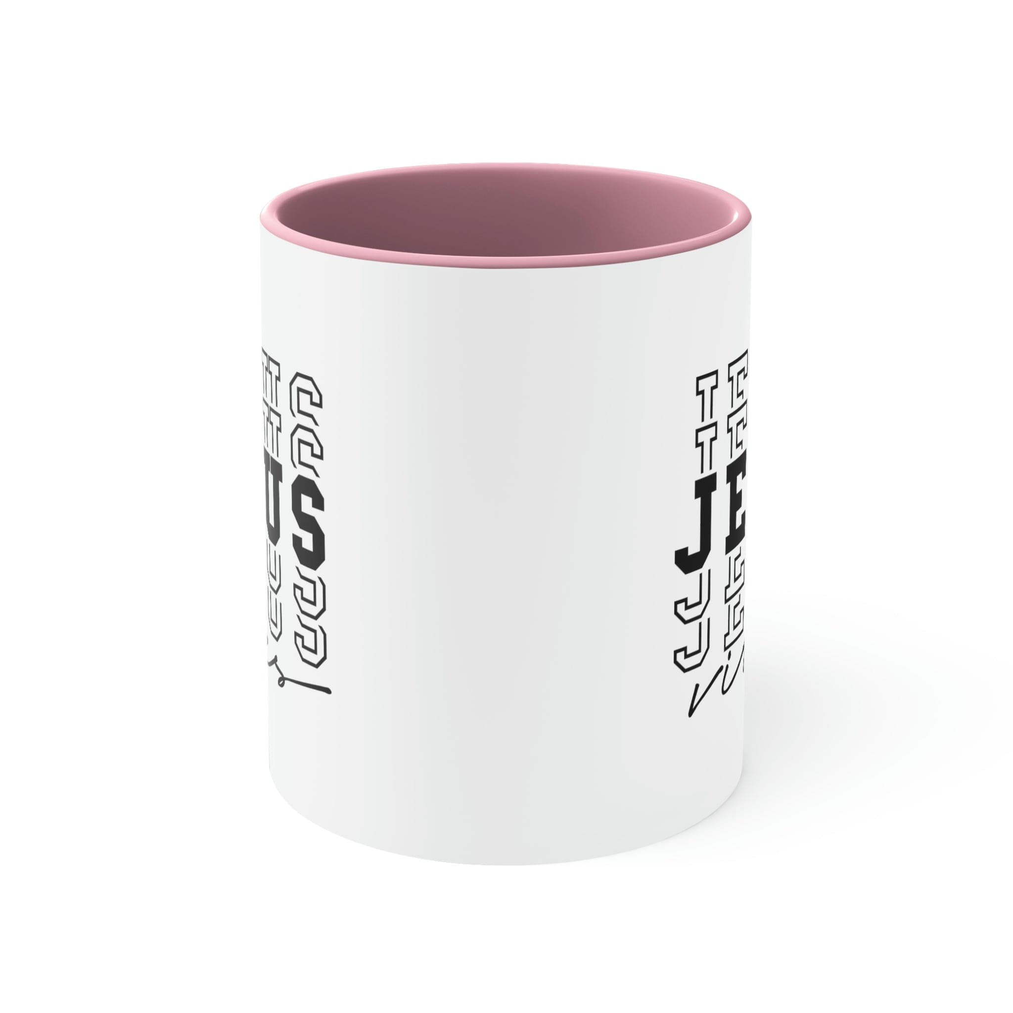 Two-tone Accent Ceramic Mug with a white exterior and colored interior, featuring a comfortable C-handle, perfect for coffee and inspiration.