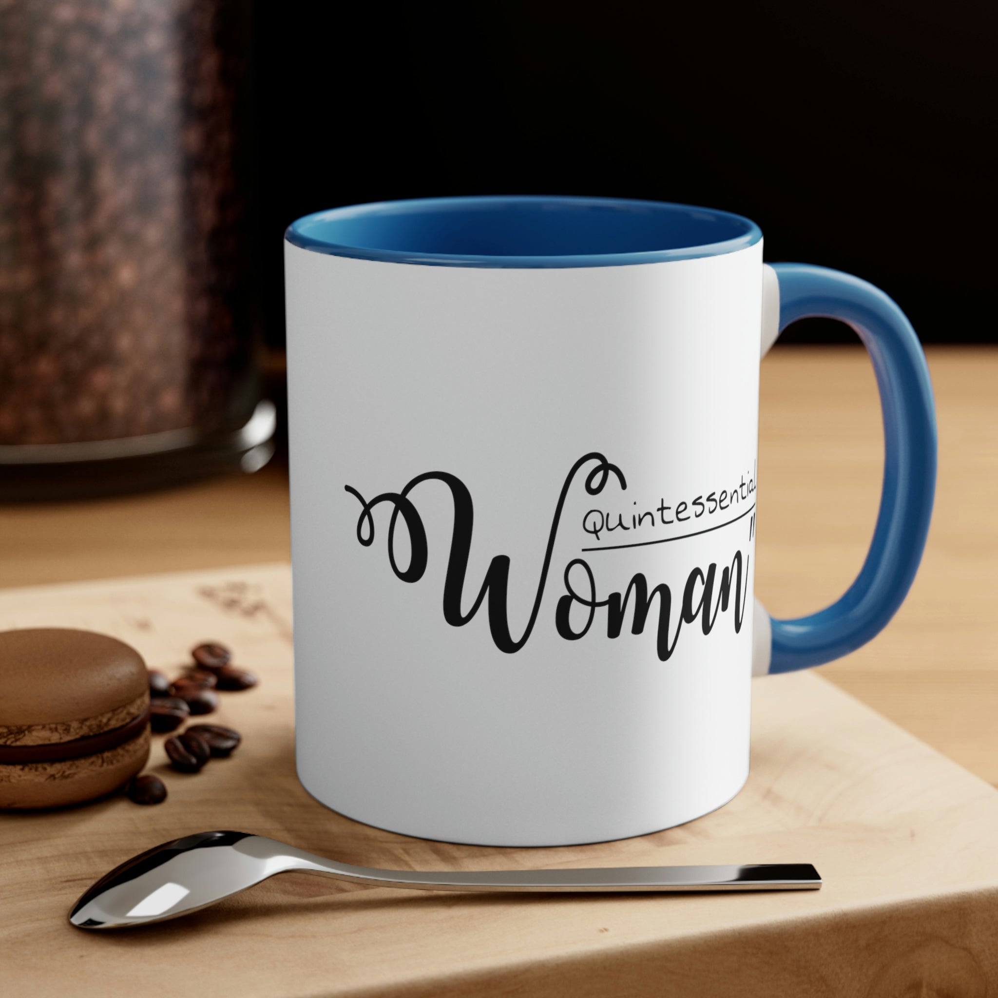 Two-tone Accent Ceramic Mug with a white exterior and colored interior, featuring a comfortable C-handle for easy gripping.