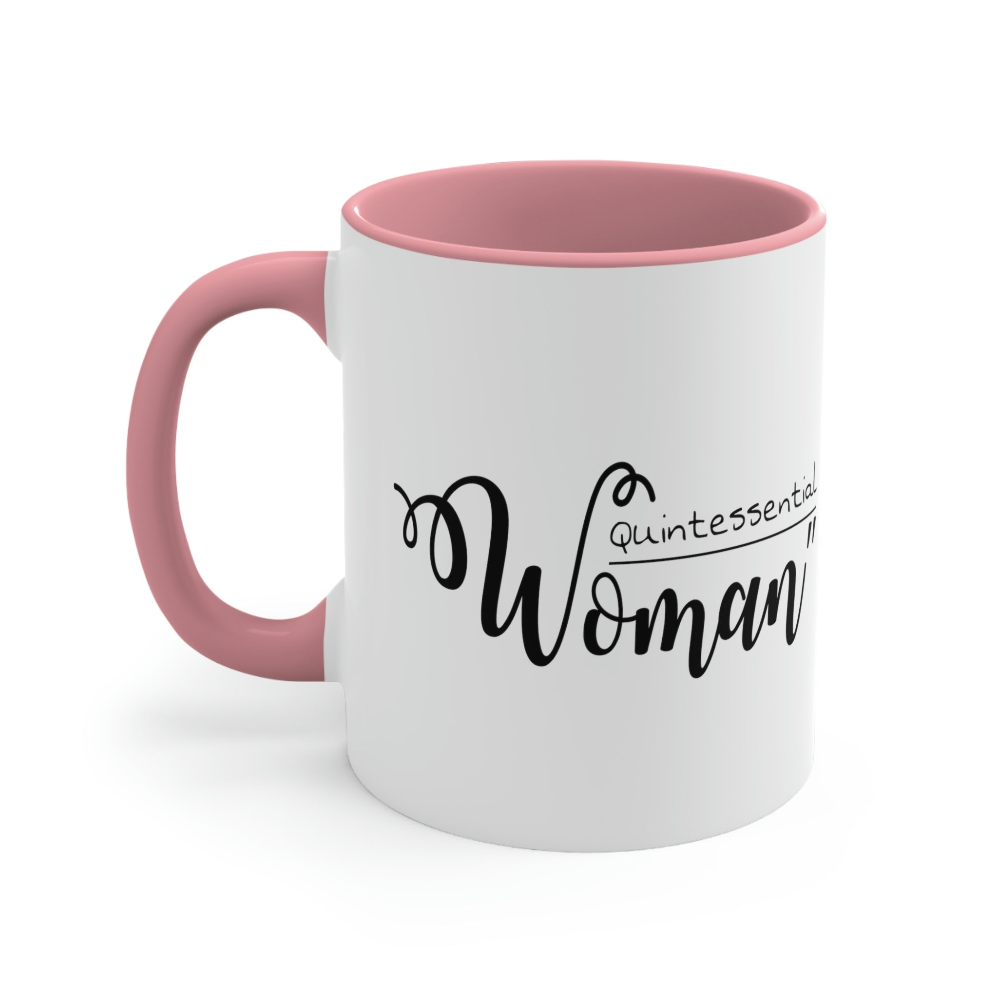 Two-tone Accent Ceramic Mug with a white exterior and colored interior, featuring a comfortable C-handle for easy gripping.