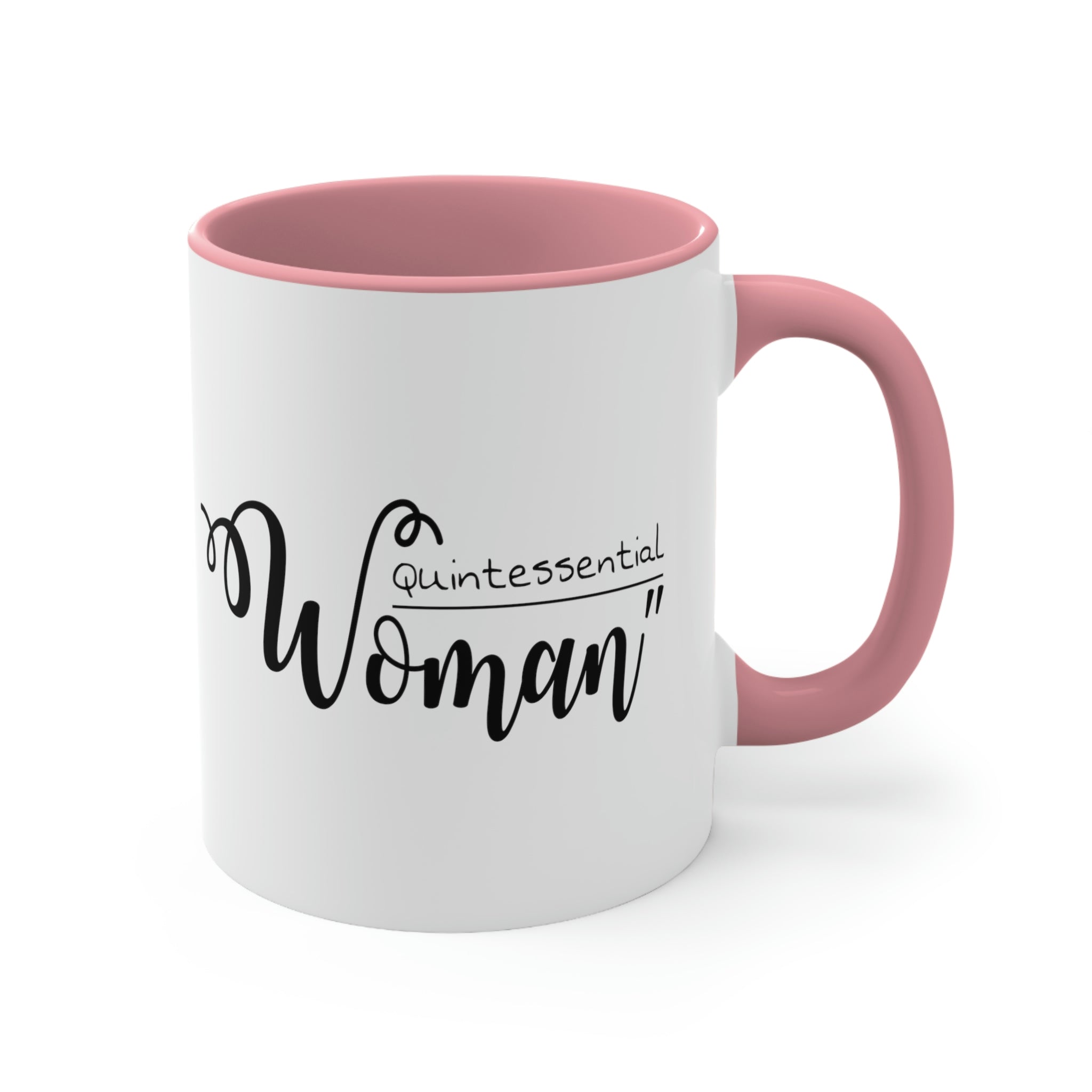 Two-tone Accent Ceramic Mug with a white exterior and colored interior, featuring a comfortable C-handle for easy gripping.