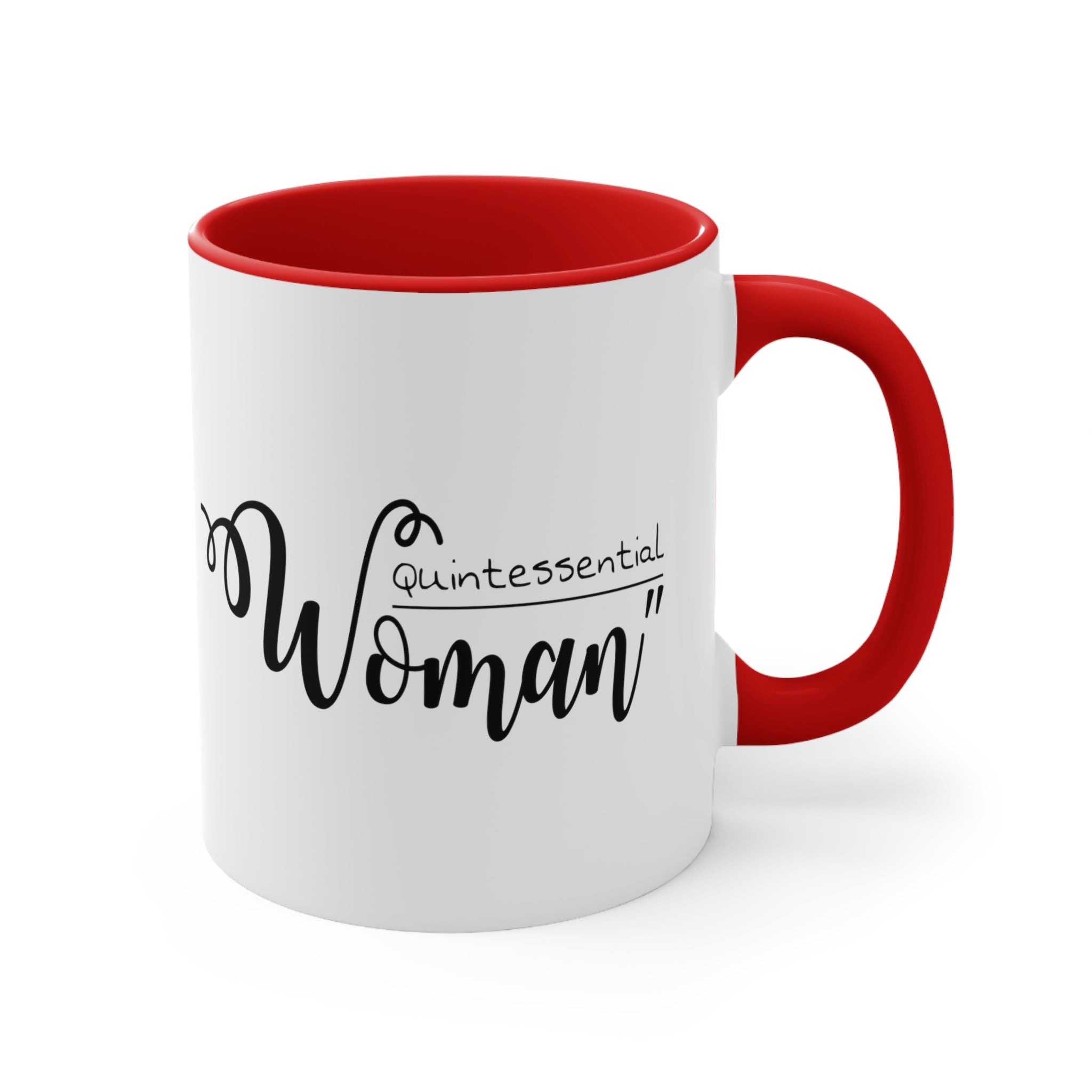 Two-tone Accent Ceramic Mug with a white exterior and colored interior, featuring a comfortable C-handle for easy gripping.