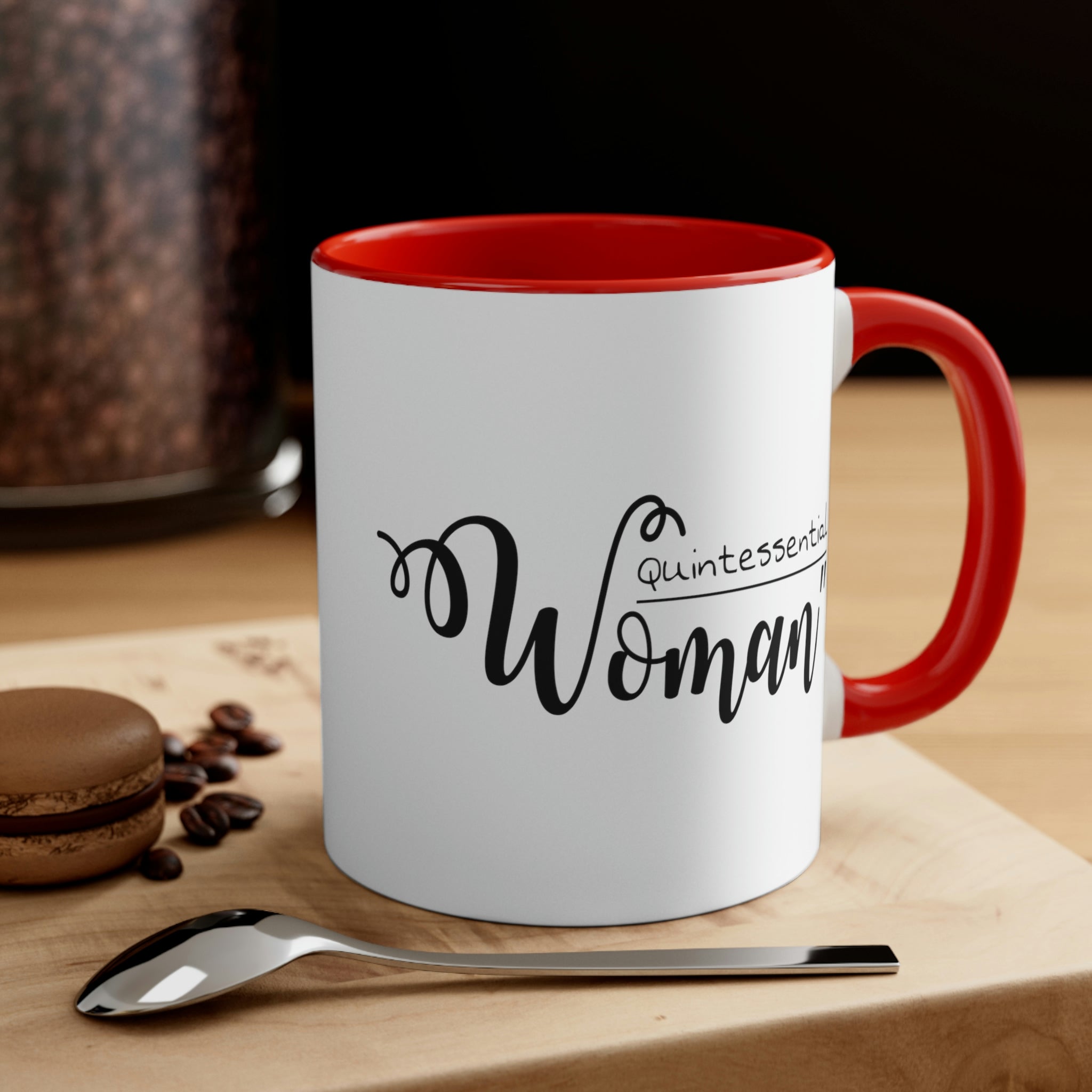 Two-tone Accent Ceramic Mug with a white exterior and colored interior, featuring a comfortable C-handle for easy gripping.