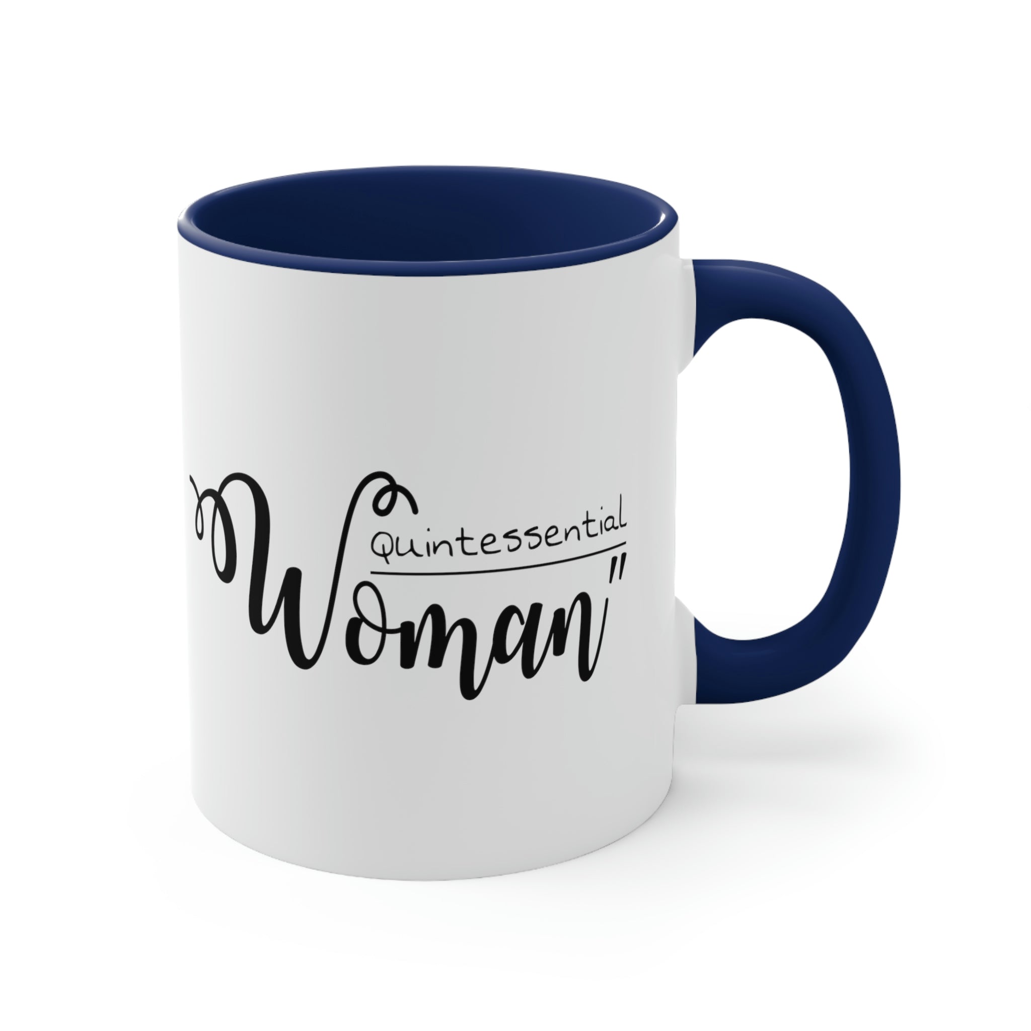 Two-tone Accent Ceramic Mug with a white exterior and colored interior, featuring a comfortable C-handle for easy gripping.