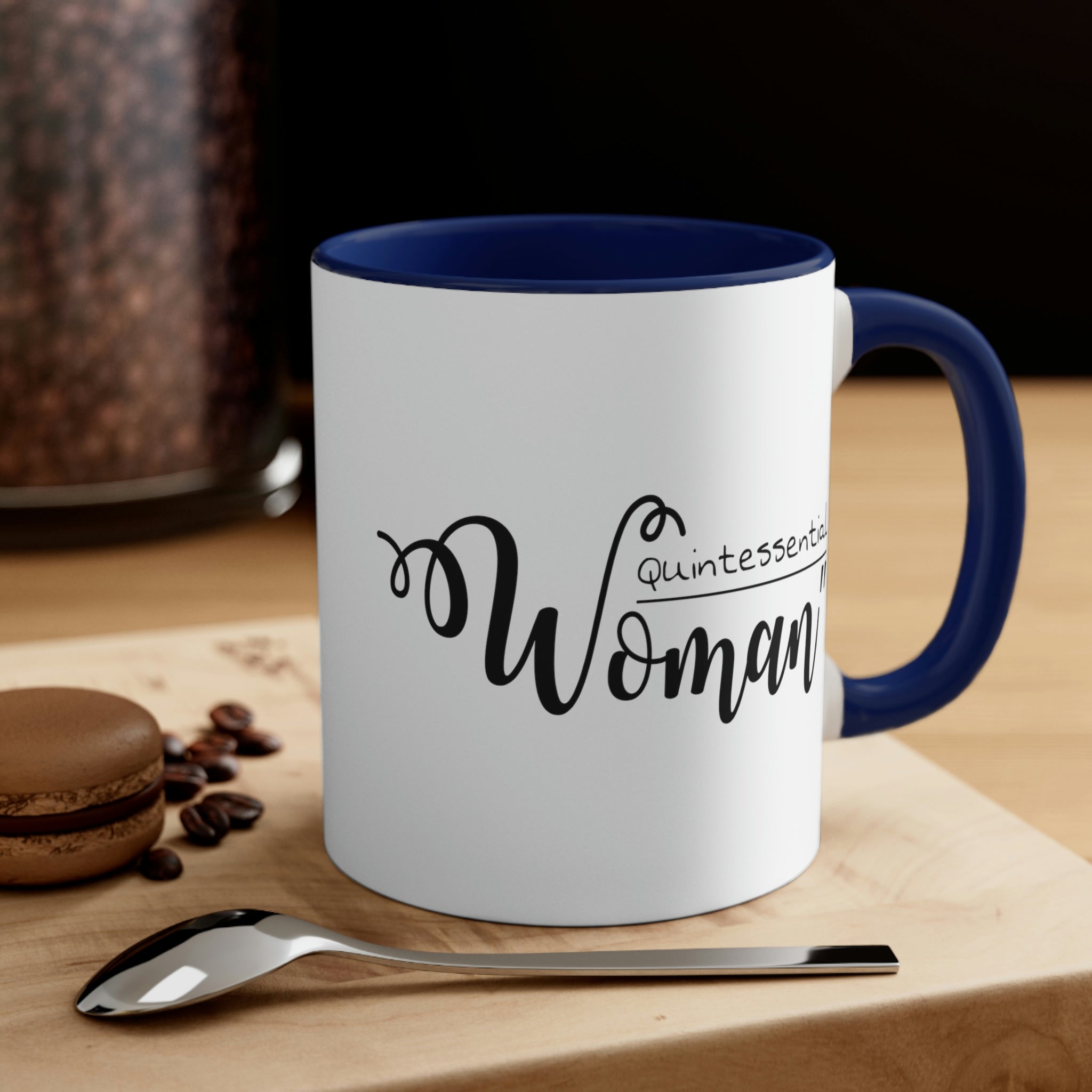 Two-tone Accent Ceramic Mug with a white exterior and colored interior, featuring a comfortable C-handle for easy gripping.