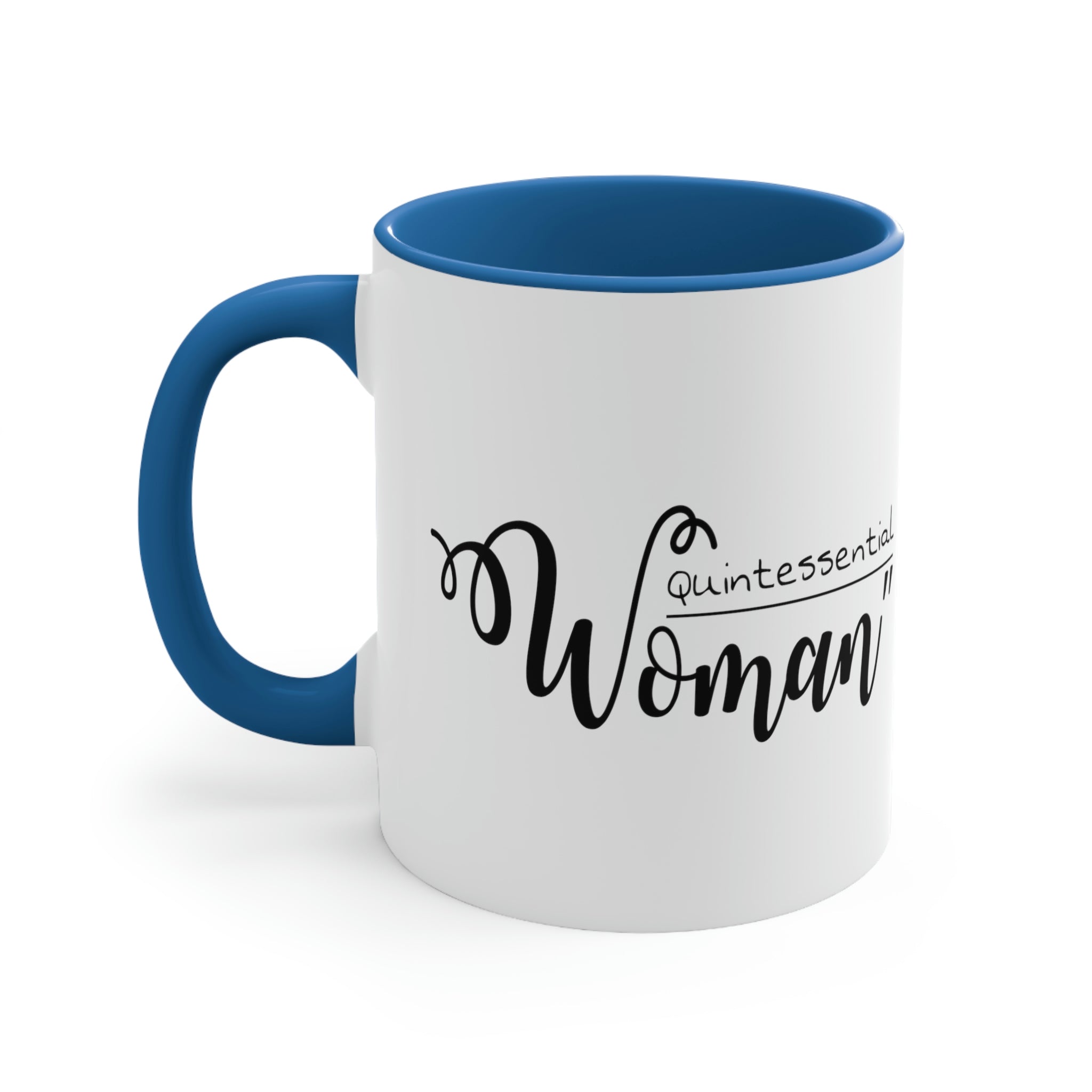 Two-tone Accent Ceramic Mug with a white exterior and colored interior, featuring a comfortable C-handle for easy gripping.