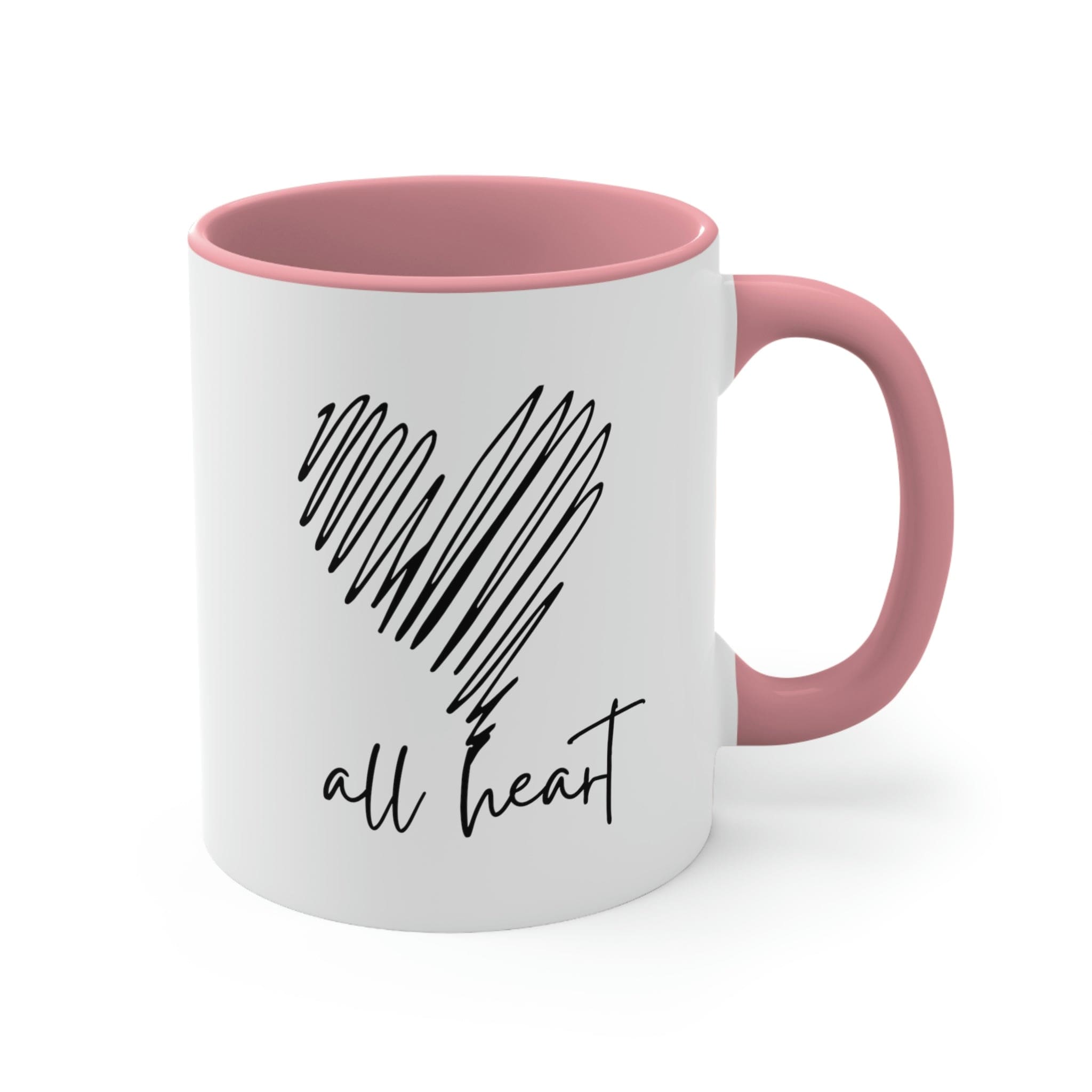 Two-tone Accent Ceramic Mug with a black line design, featuring a colored interior and C-handle, perfect for coffee and tea.