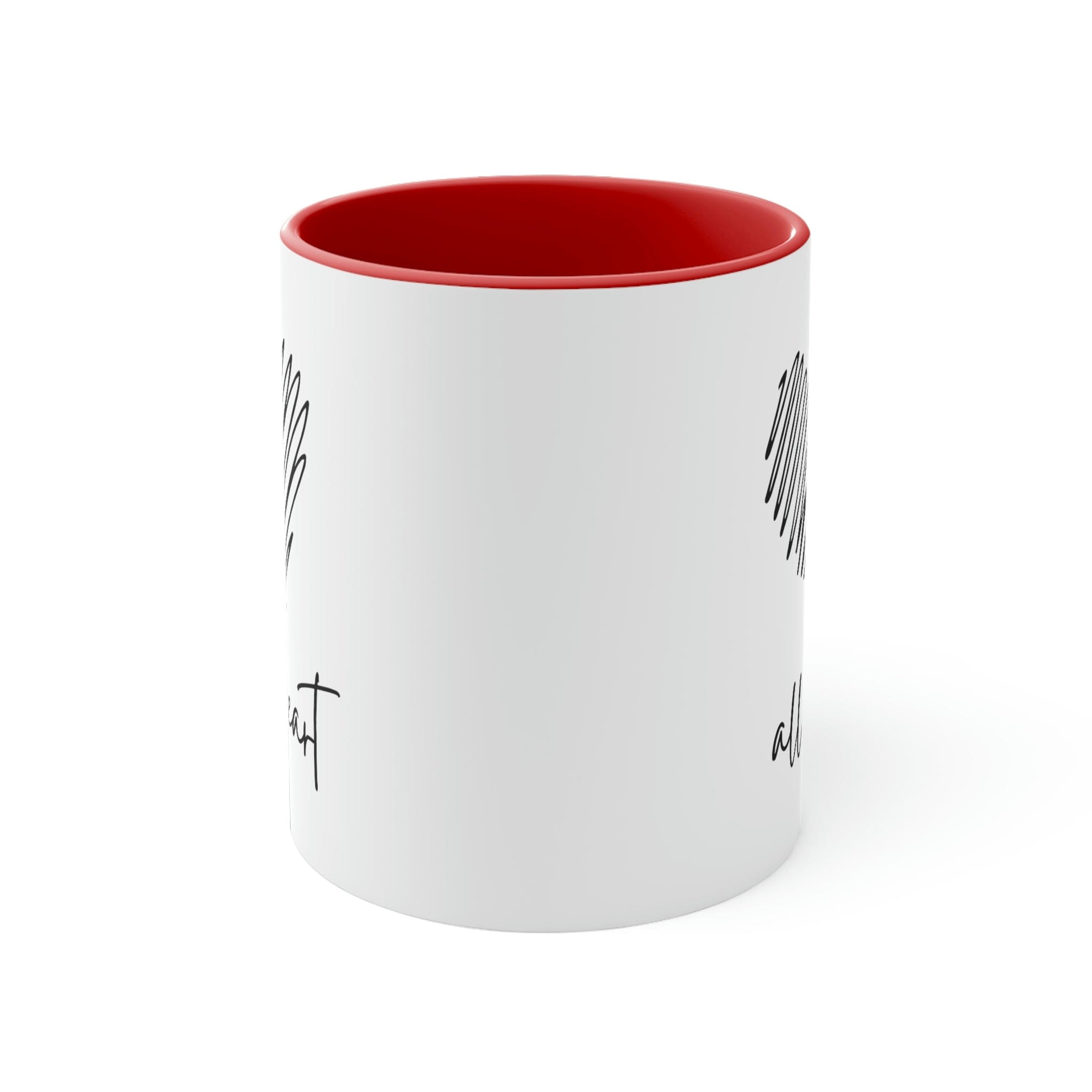 Two-tone Accent Ceramic Mug with a black line design, featuring a colored interior and C-handle, perfect for coffee and tea.