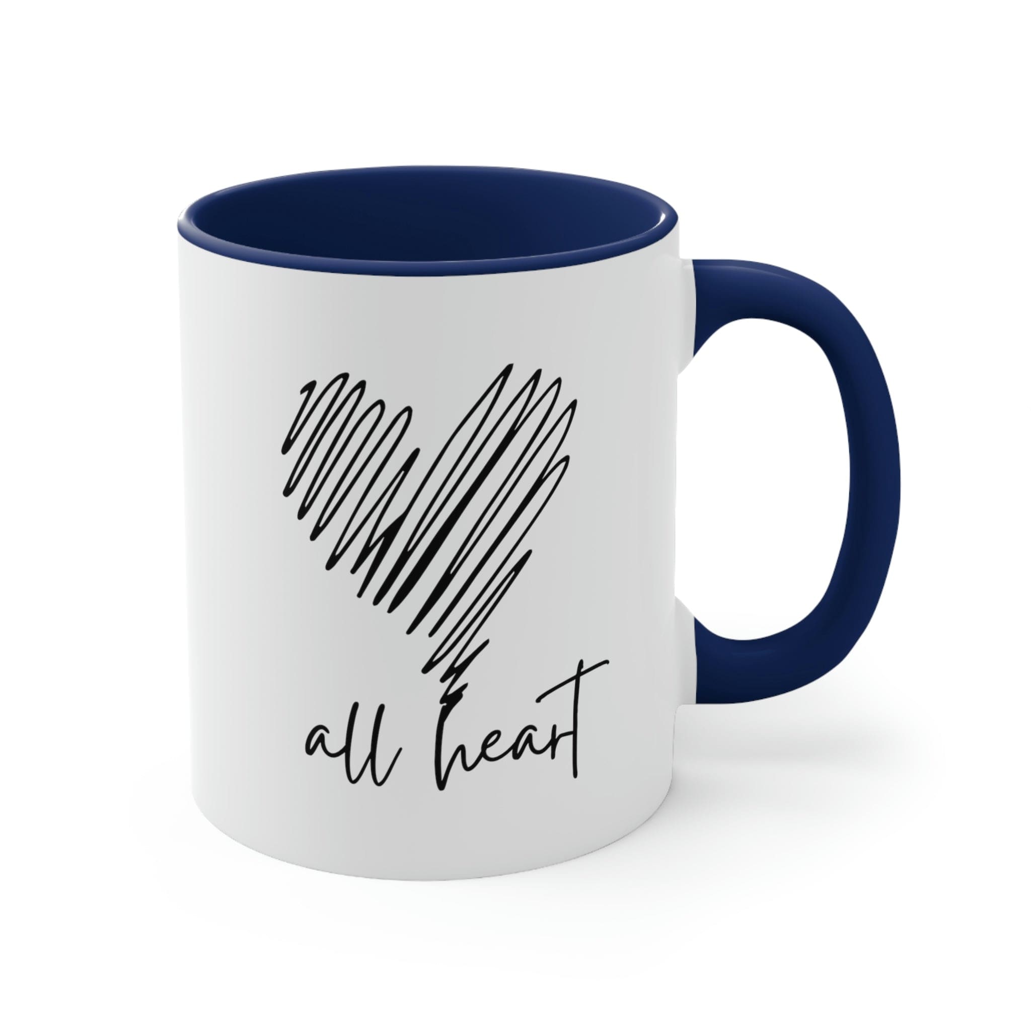 Two-tone Accent Ceramic Mug with a black line design, featuring a colored interior and C-handle, perfect for coffee and tea.