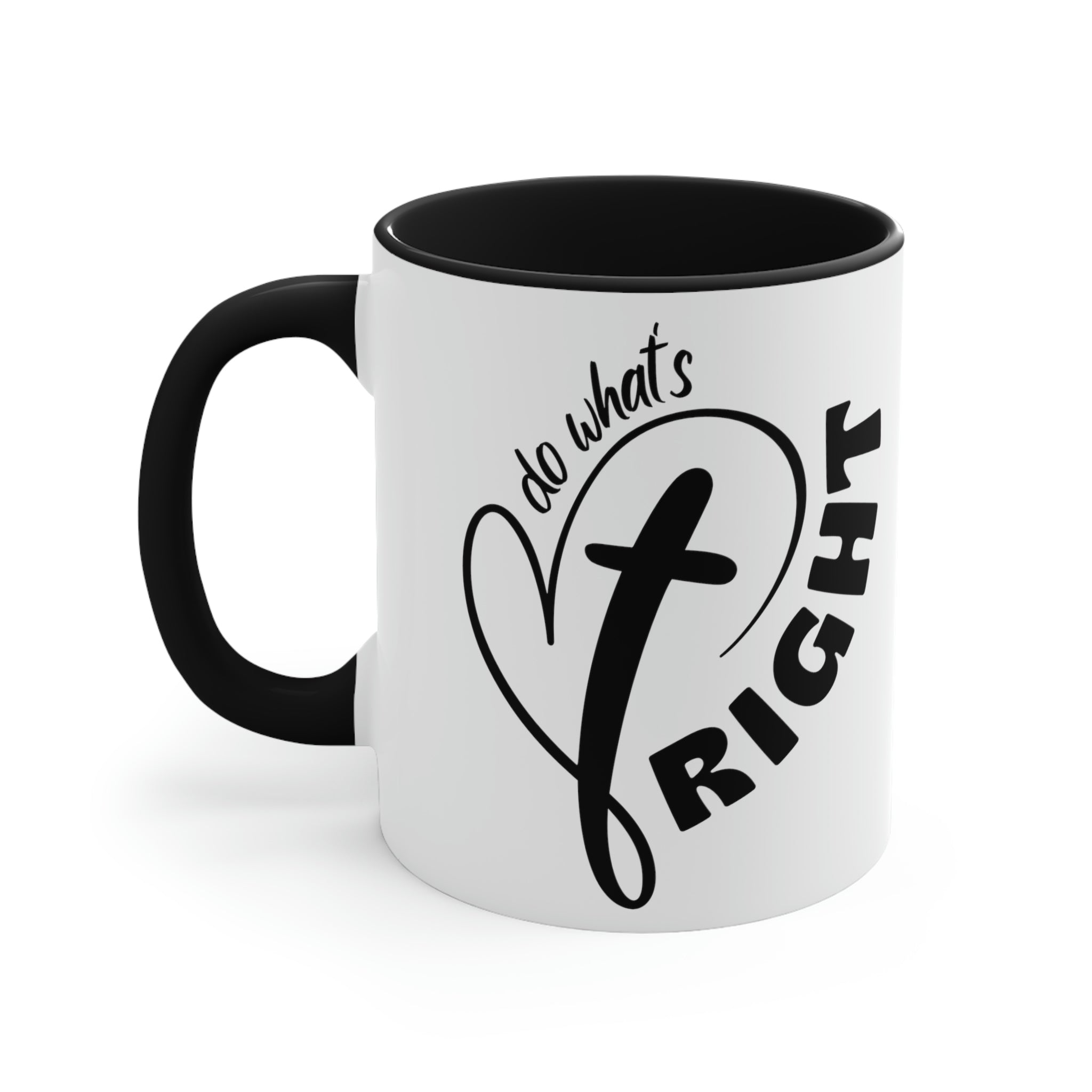 Two-tone Accent Ceramic Mug with black exterior and colorful interior, featuring a comfortable C-handle for easy grip.