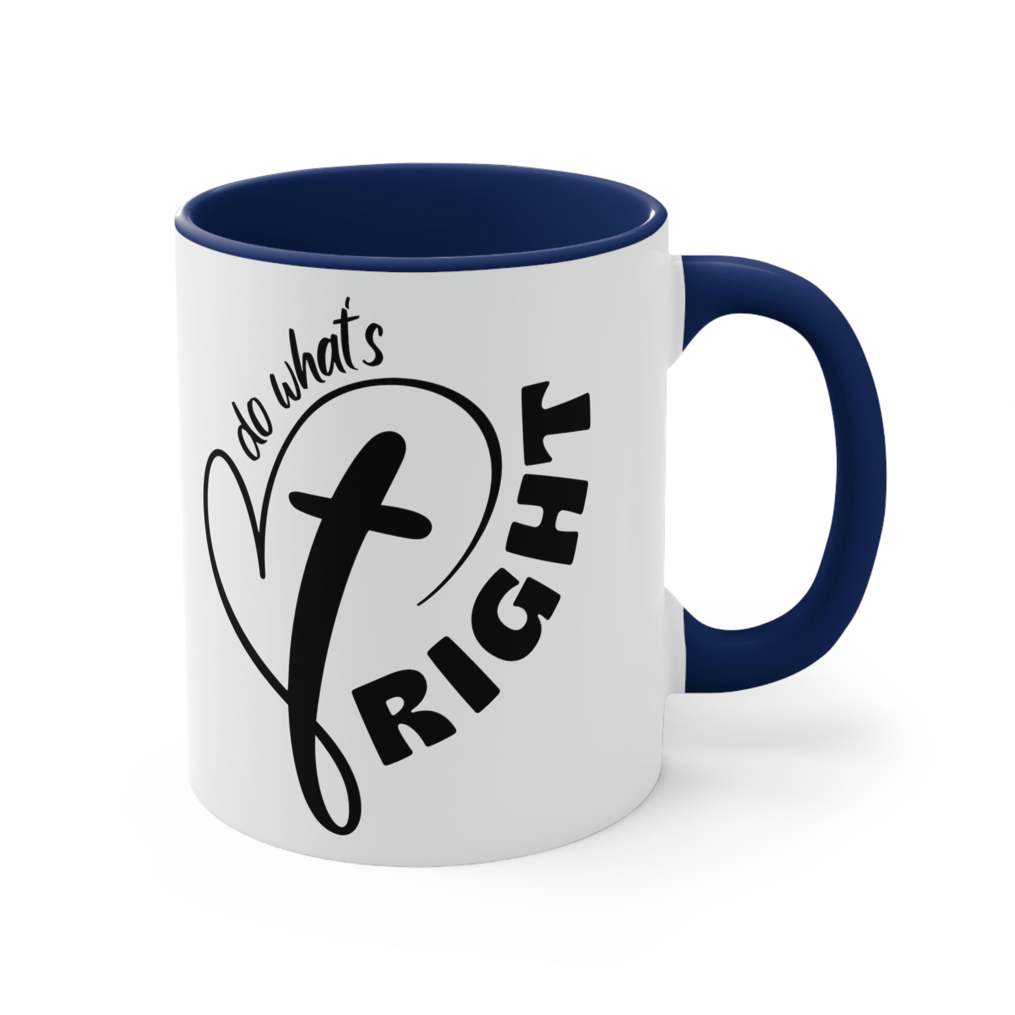 Two-tone Accent Ceramic Mug with black exterior and colorful interior, featuring a comfortable C-handle for easy grip.