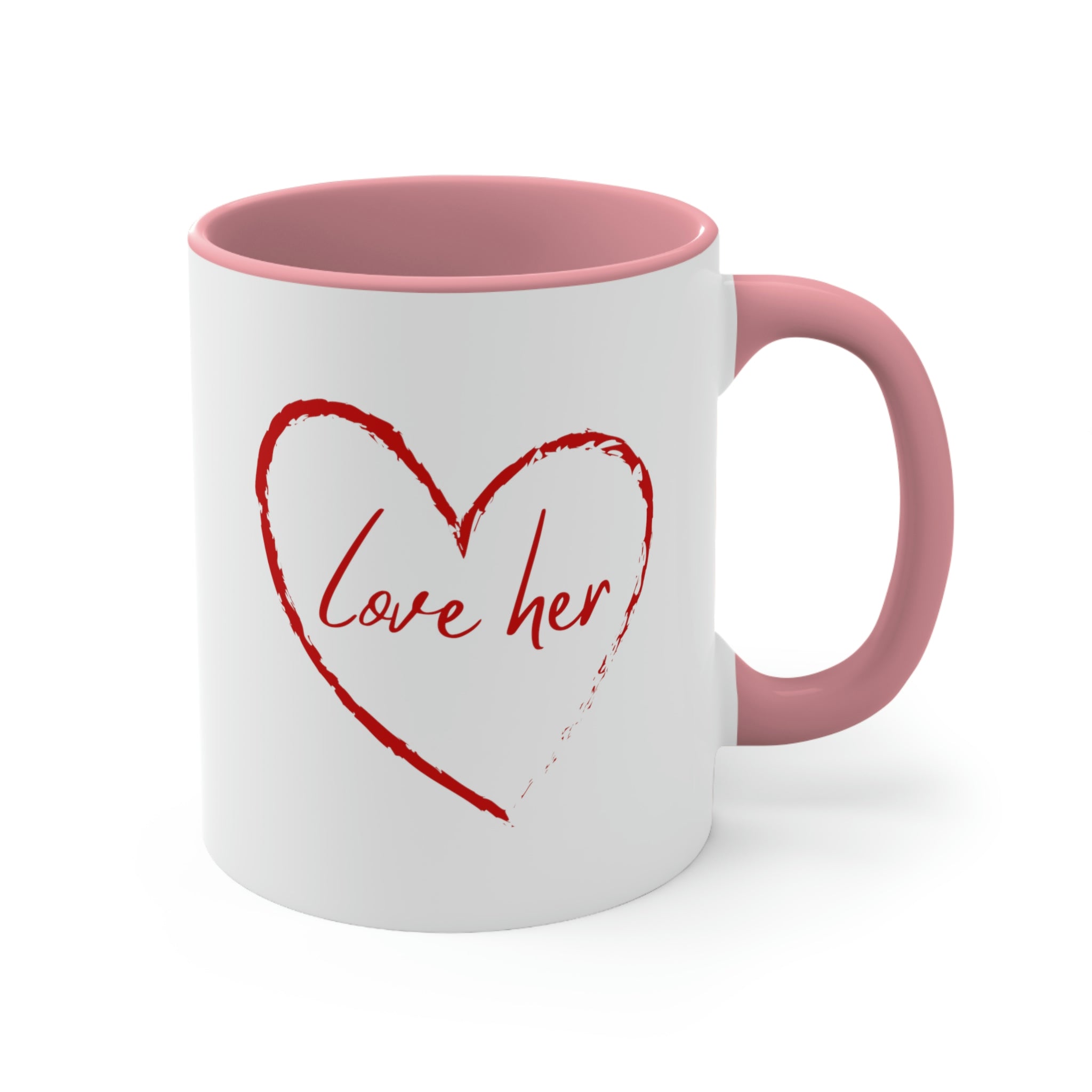 Two-tone Accent Ceramic Mug 11oz in red with a comfortable C-handle and contrasting interior, perfect for coffee lovers.