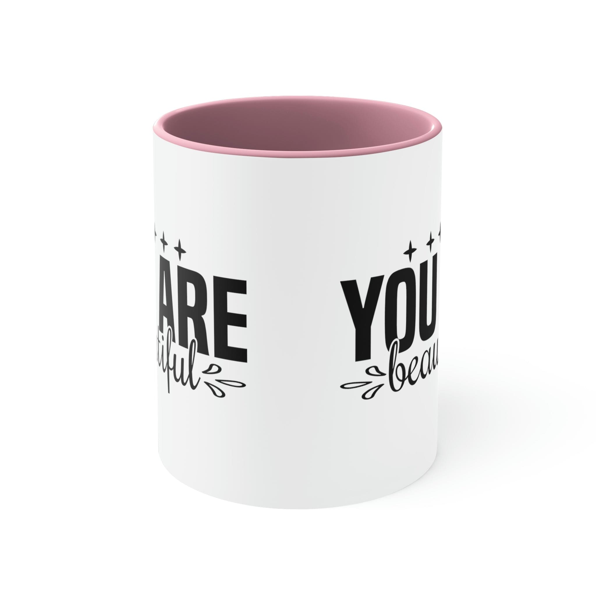 Two-tone Accent Ceramic Mug 11oz with a vibrant colored interior and C-handle, showcasing a beautiful design.