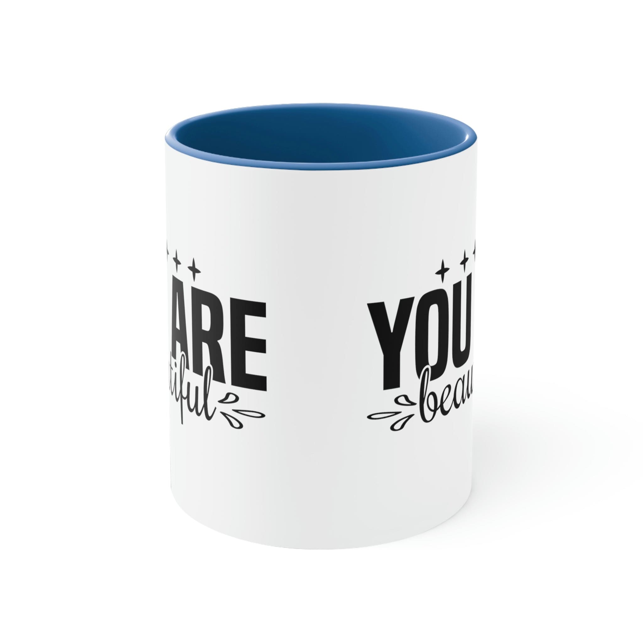 Two-tone Accent Ceramic Mug 11oz with a vibrant colored interior and C-handle, showcasing a beautiful design.