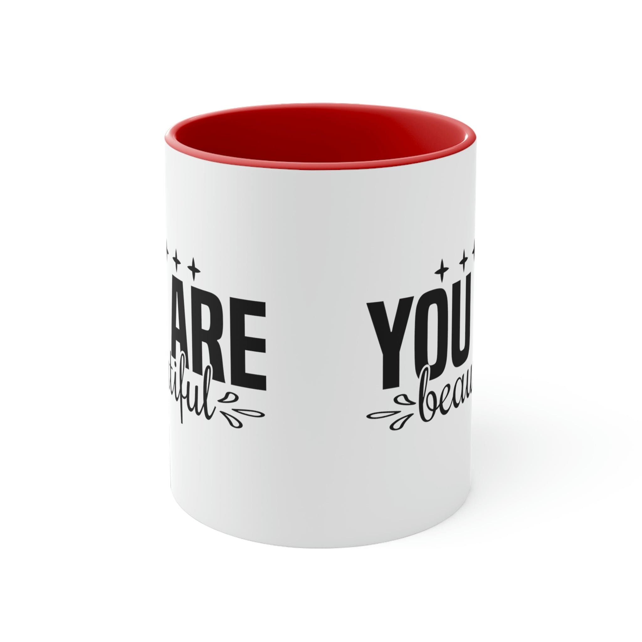 Two-tone Accent Ceramic Mug 11oz with a vibrant colored interior and C-handle, showcasing a beautiful design.