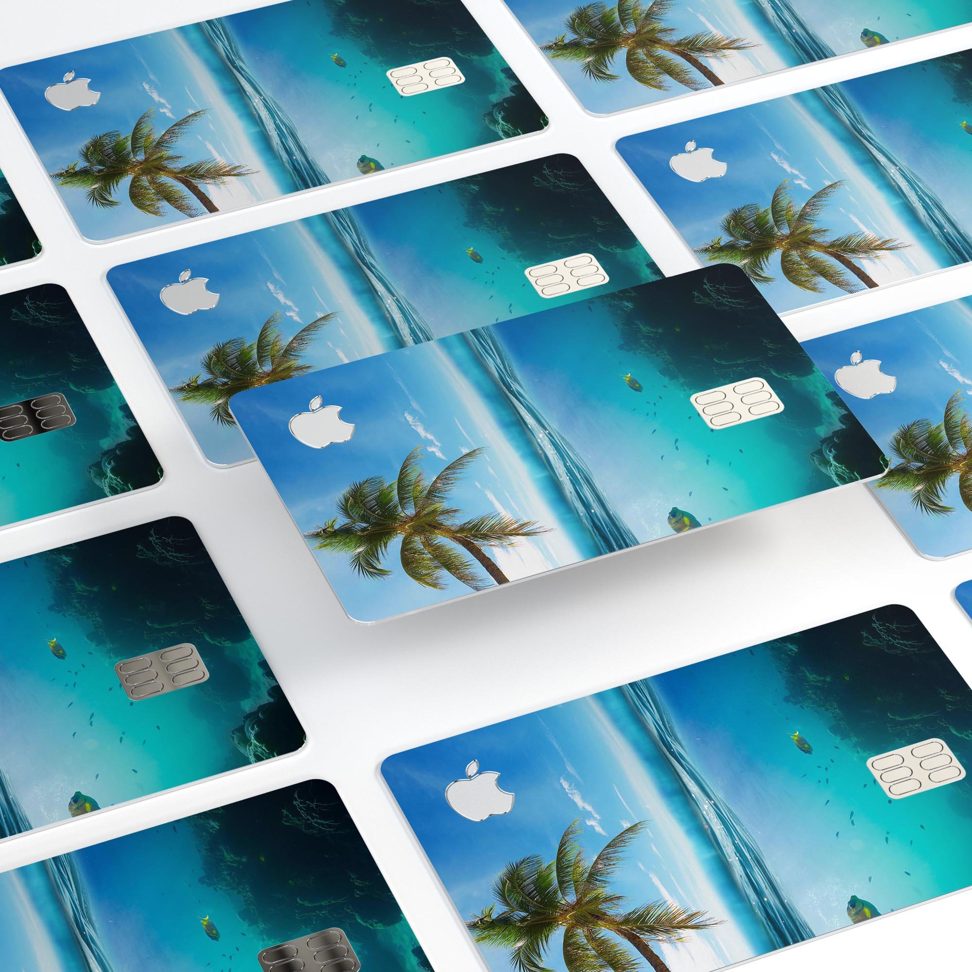 Underwater Reef Premium Protective Decal Skin-Kit for Apple Card, showcasing its vibrant design and high-quality finish.