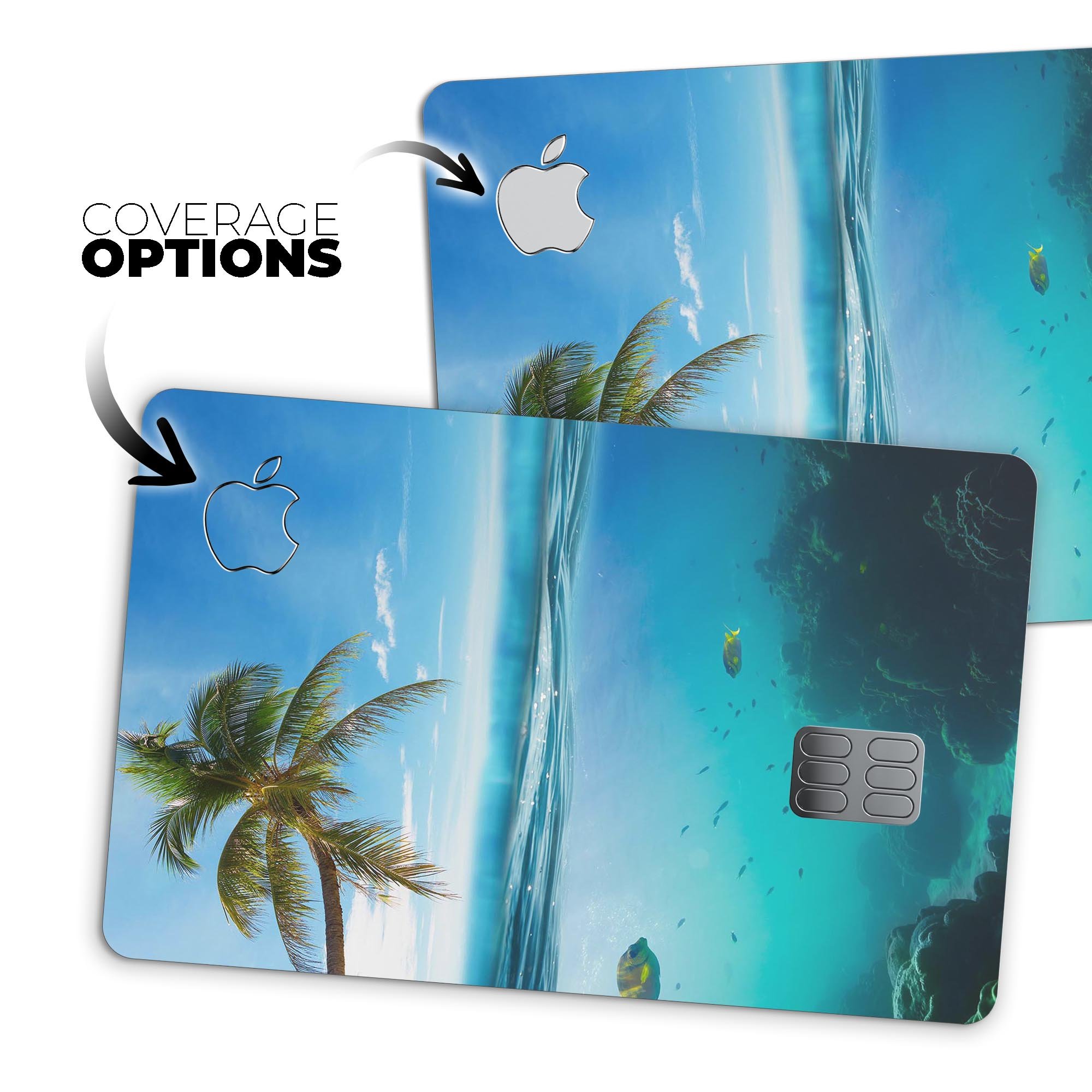 Underwater Reef Premium Protective Decal Skin-Kit for Apple Card, showcasing its vibrant design and high-quality finish.