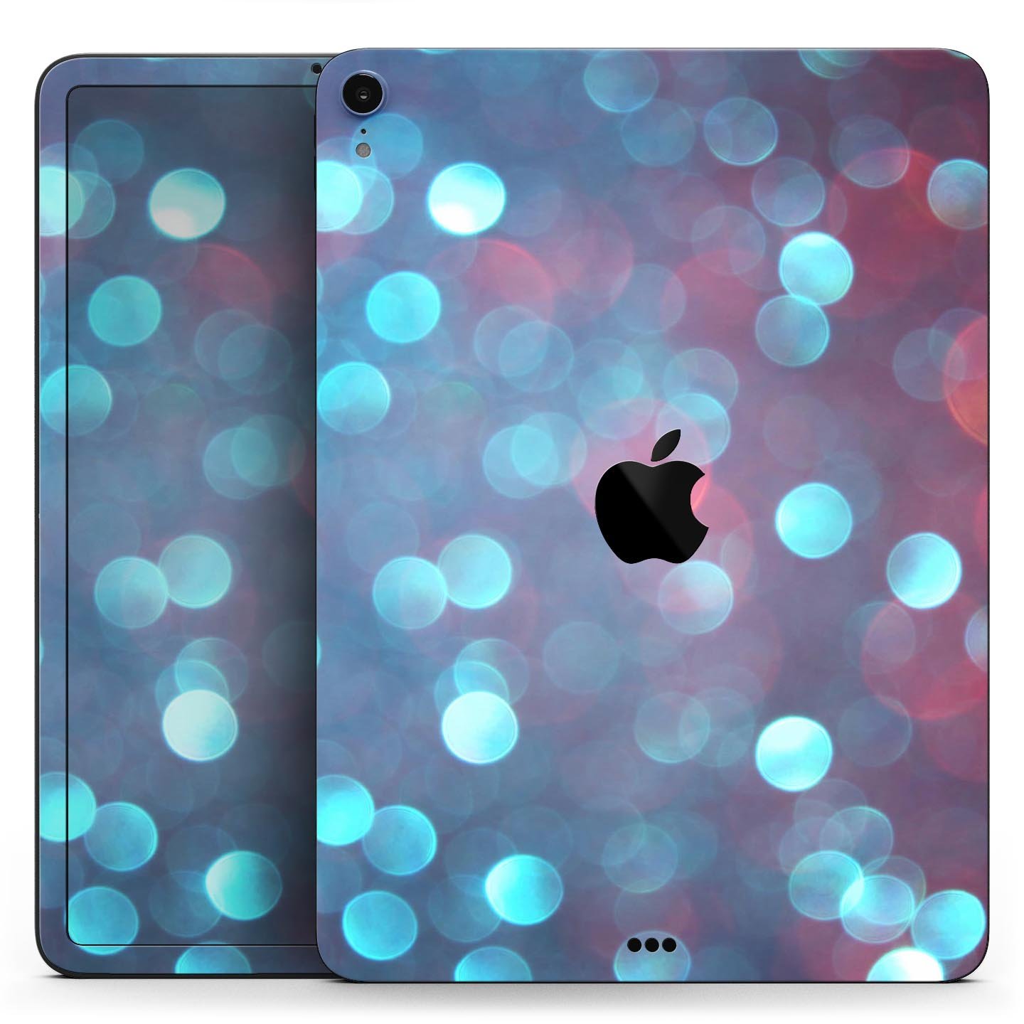 Unfocused Blue and Red Orbs skin decal for Apple iPad, showcasing vibrant colors and unique design.