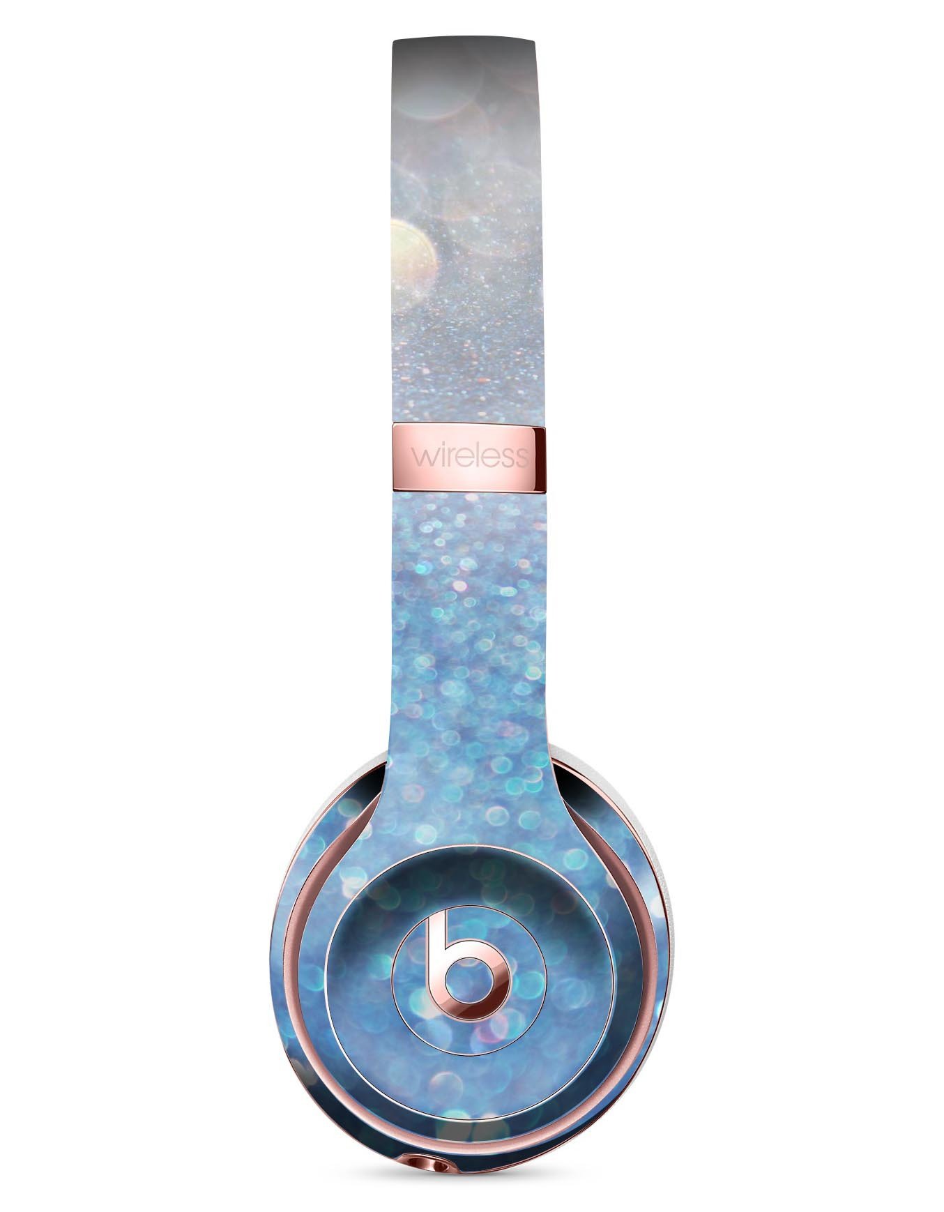 Unfocused Blue Orbs of Light Full-Body Skin Kit for Beats by Dre Solo 3 Wireless Headphones, showcasing vibrant blue orb design.