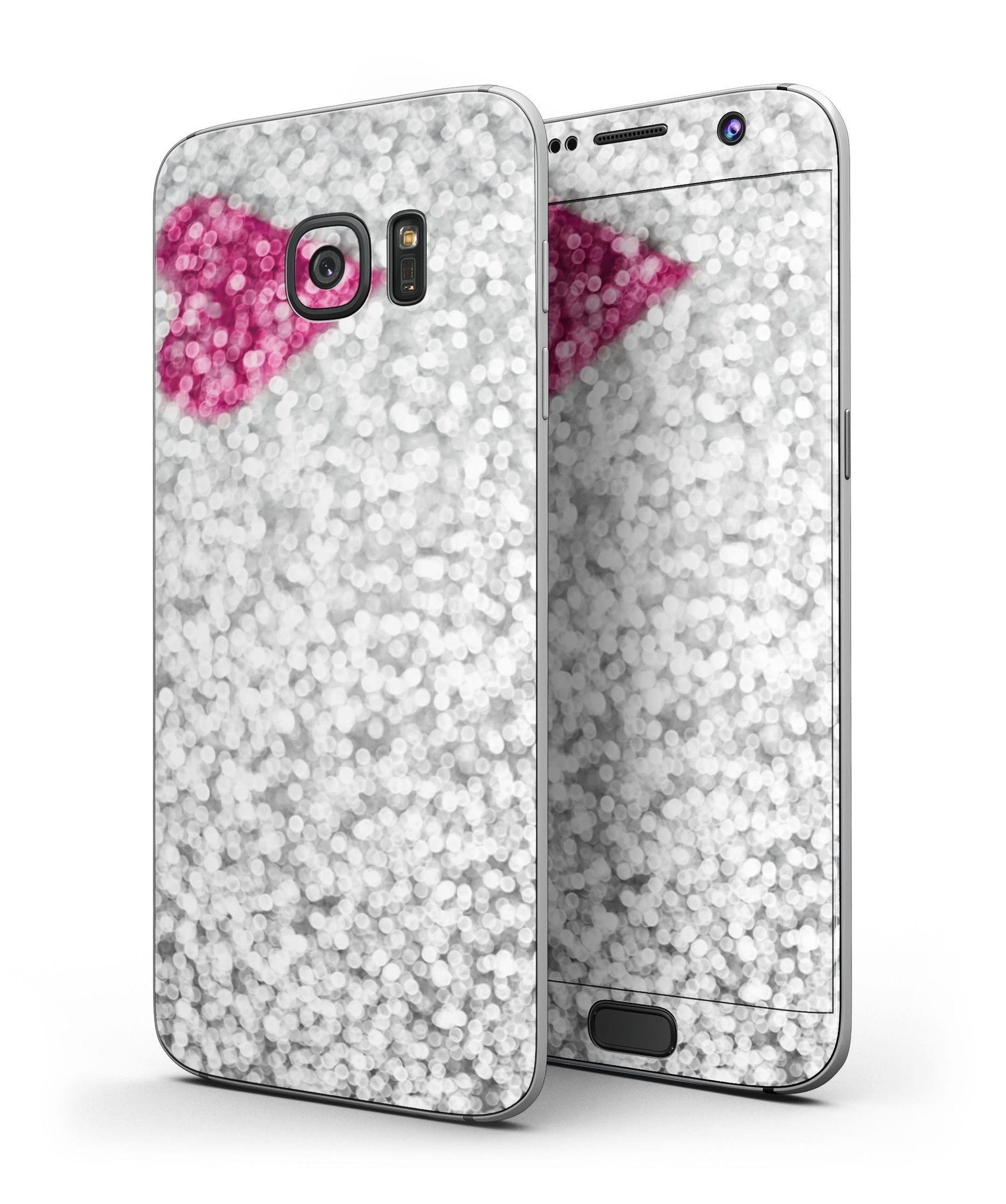 Unfocused Heart Glimmer Full Body Skin-Kit for Samsung Galaxy S7, showcasing vibrant design and premium vinyl material.