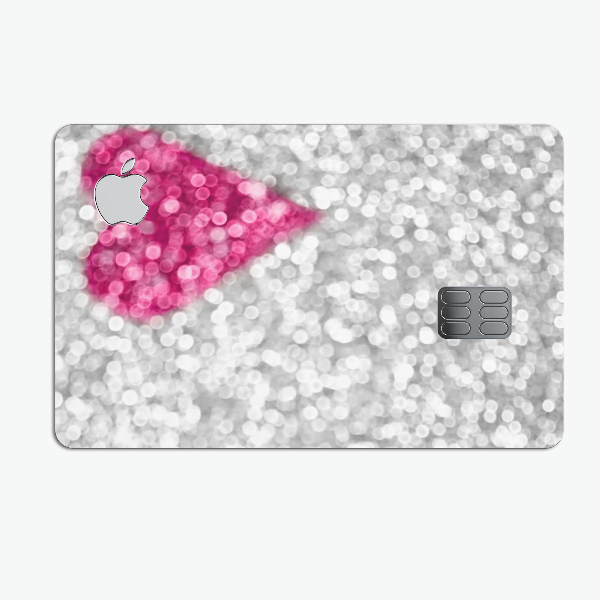 Unfocused Heart Glimmer skin kit for Apple Card, showcasing premium vinyl design with glossy finish.