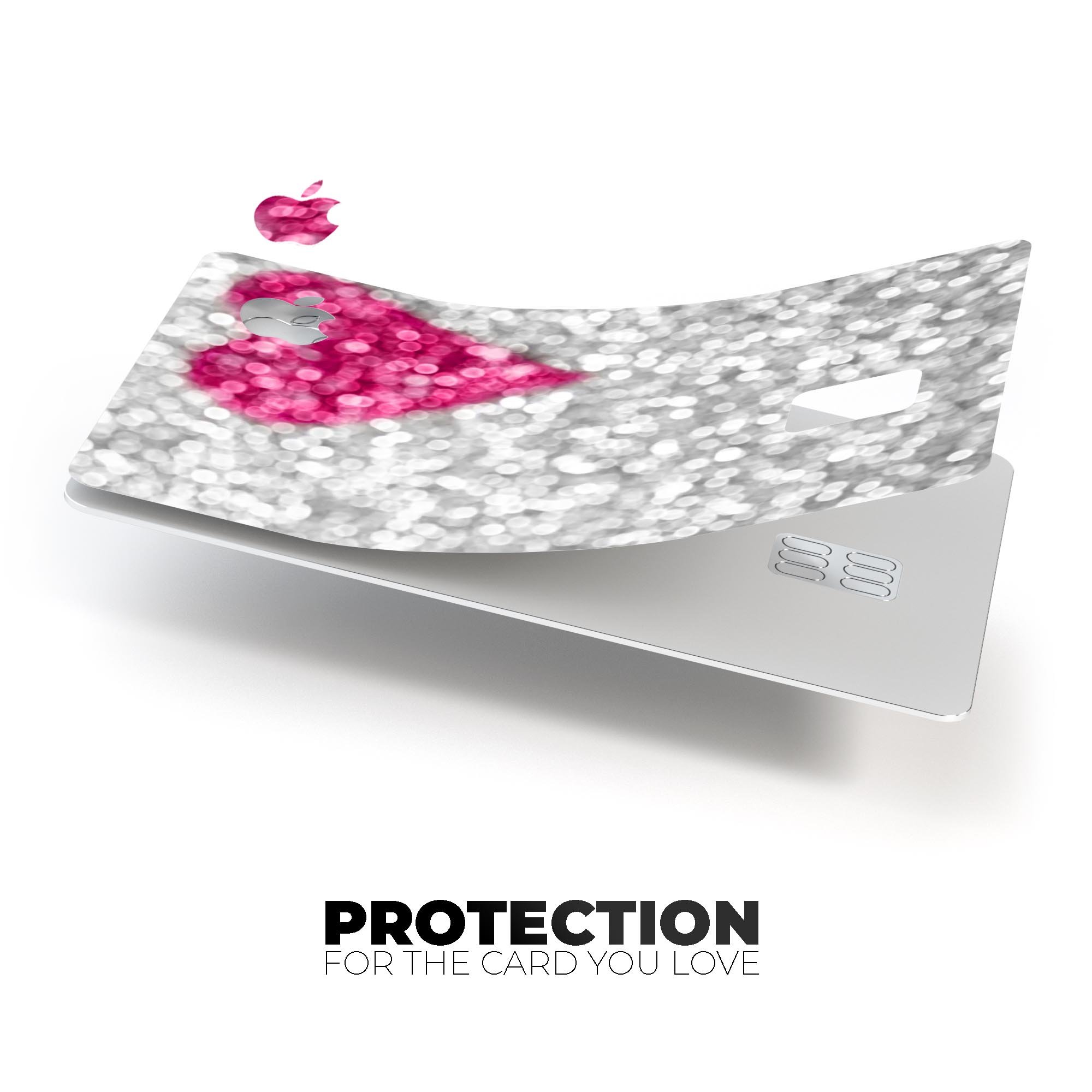 Unfocused Heart Glimmer skin kit for Apple Card, showcasing premium vinyl design with glossy finish.