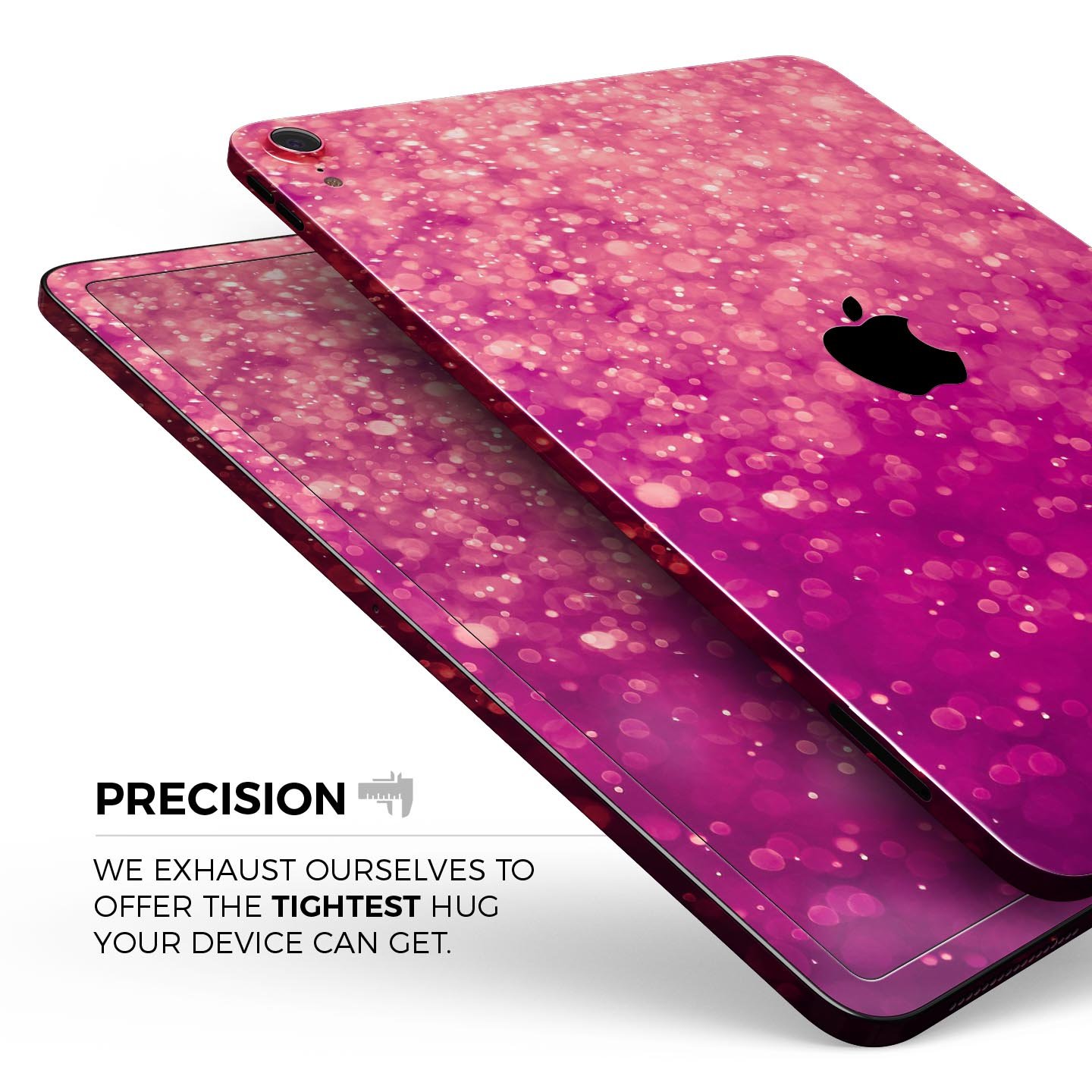 Unfocused Pink Glimmer Full Body Skin Decal for Apple iPad Pro, showcasing a stylish pink design with a glossy finish.