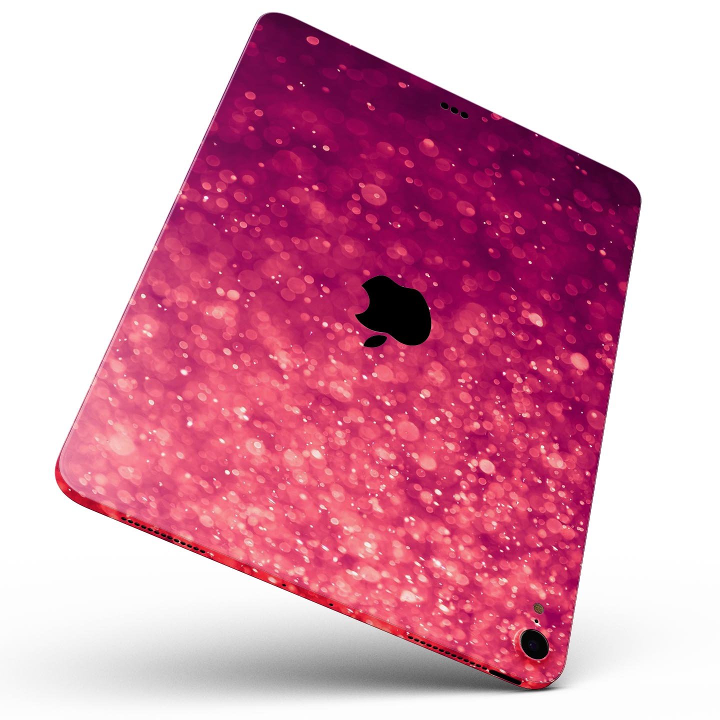 Unfocused Pink Glimmer Full Body Skin Decal for Apple iPad Pro, showcasing a stylish pink design with a glossy finish.