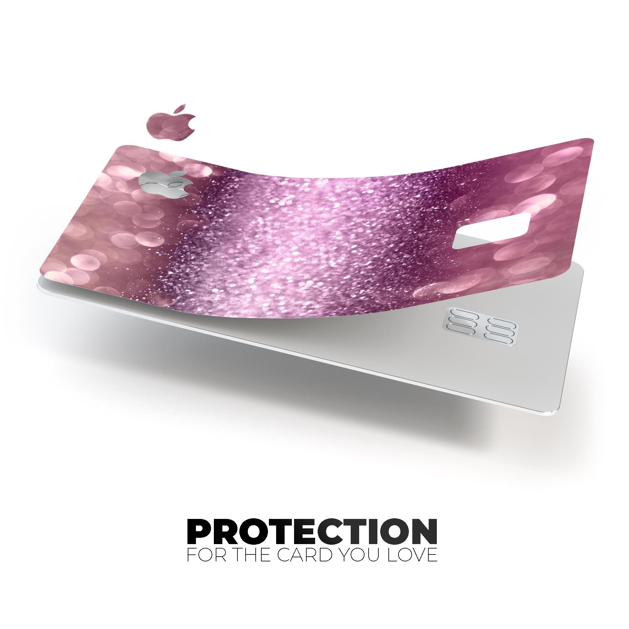 Unfocused Pink Sparkling Orbs decal skin for Apple Card, showcasing vibrant colors and premium finish.