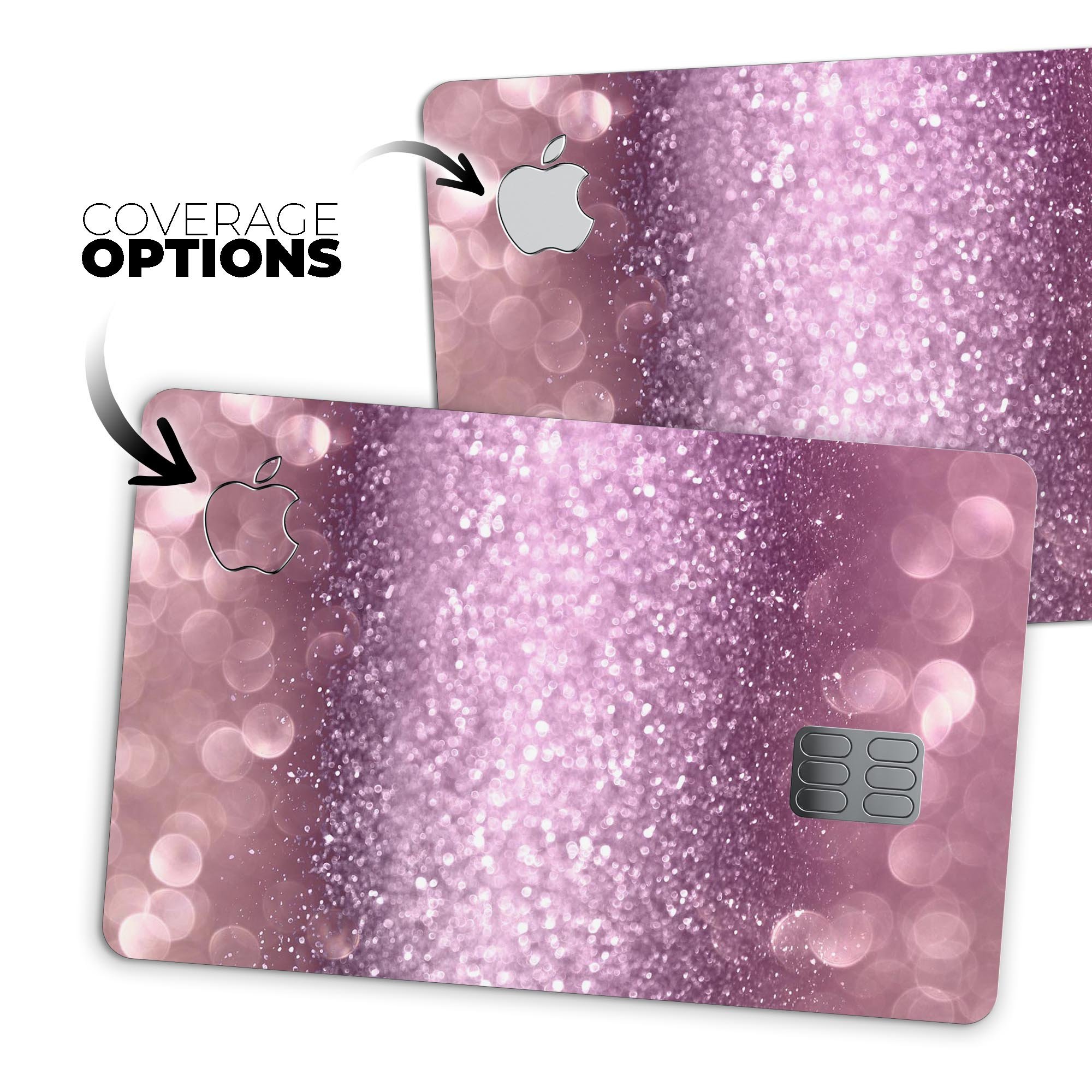 Unfocused Pink Sparkling Orbs decal skin for Apple Card, showcasing vibrant colors and premium finish.