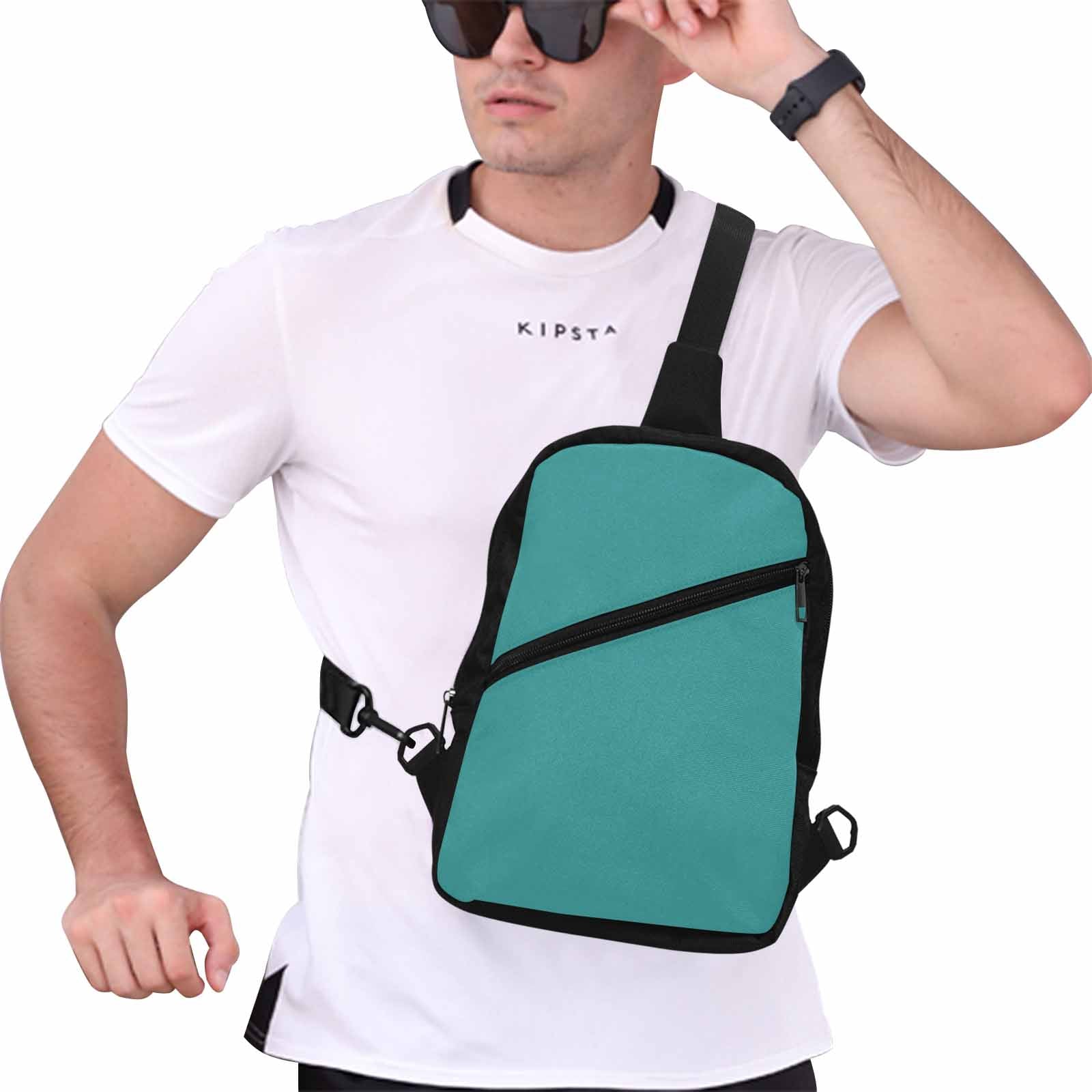 Uniquely You Mens Crossbody Chest Bag in Mint Blue, showcasing its durable nylon material and adjustable strap.