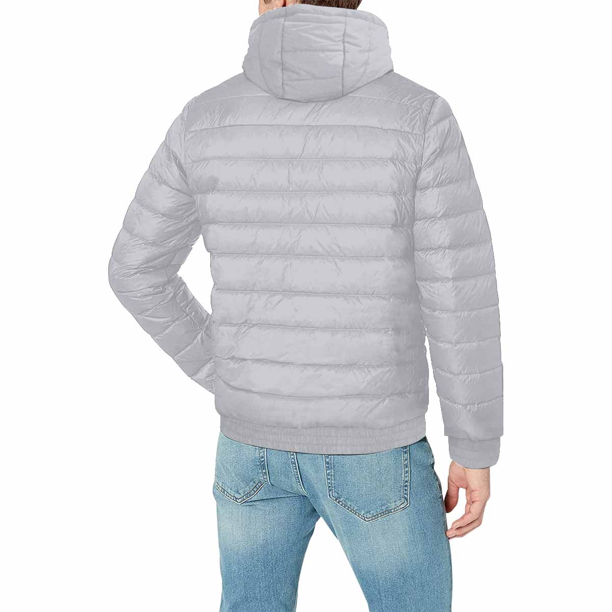 Uniquely You Slate Gray Men's Hooded Bomber Jacket featuring a quilted design, zipper closure, and elastic cuffs, ideal for stylish warmth.