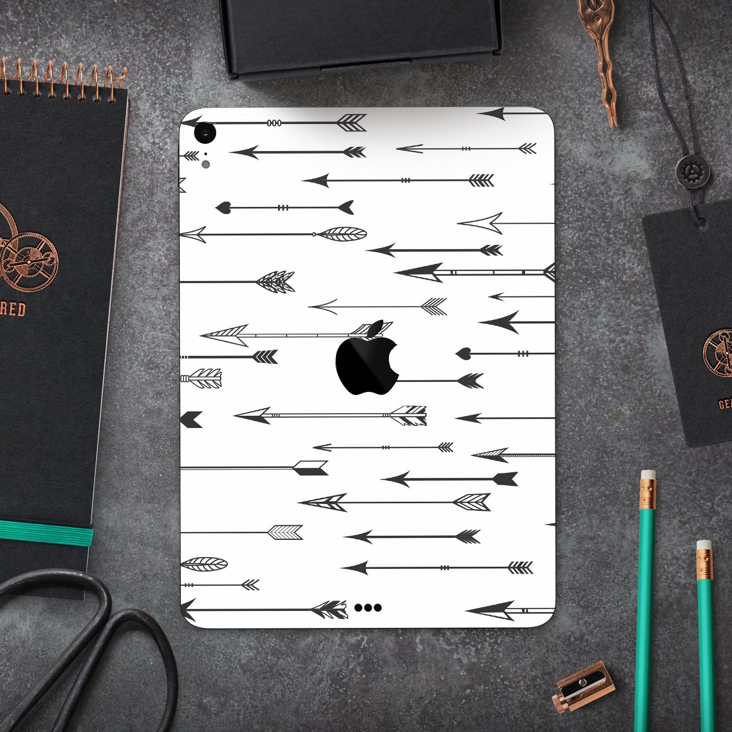 Vector Black Arrows full body skin decal for Apple iPad Pro, showcasing a sleek design and premium 3M material.