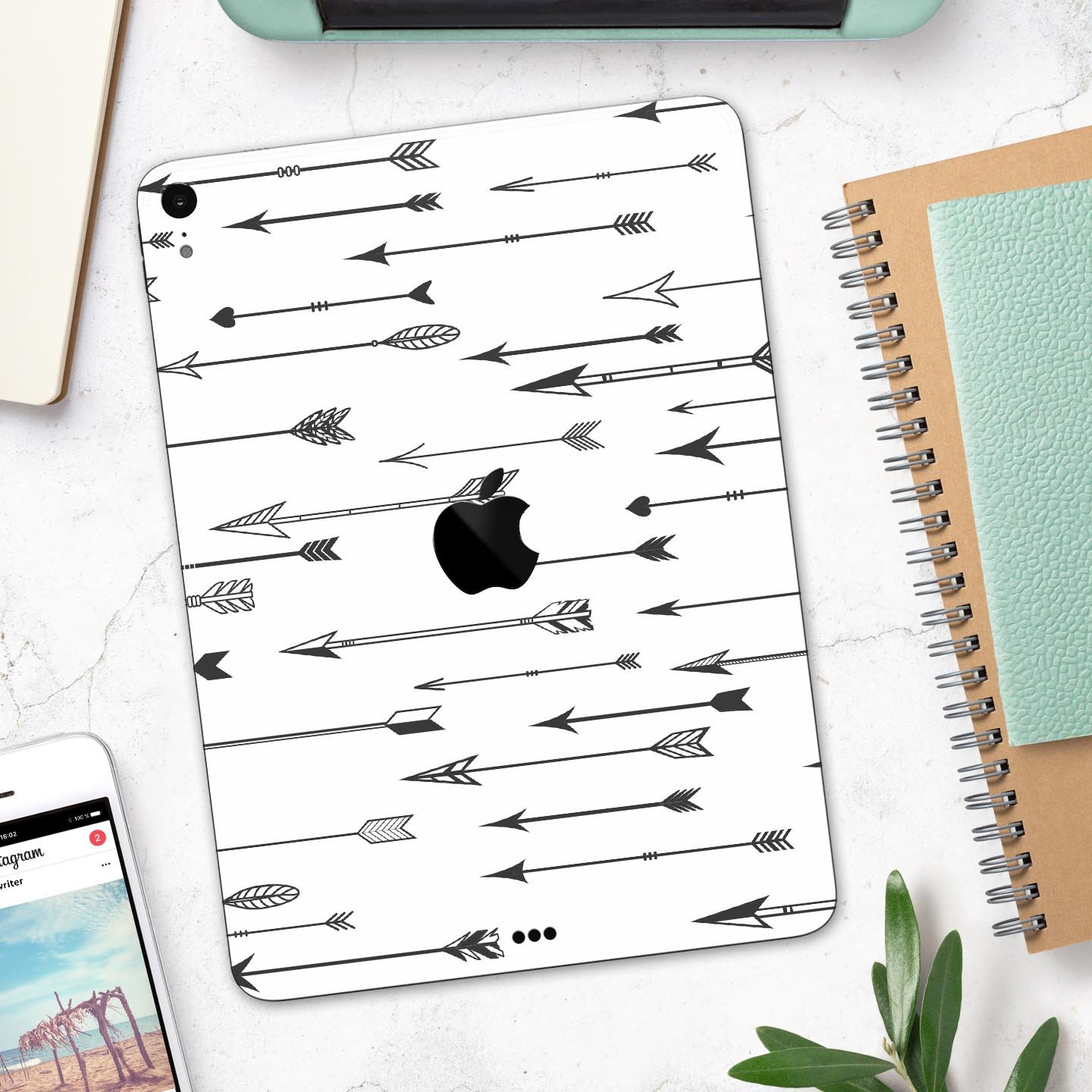 Vector Black Arrows full body skin decal for Apple iPad Pro, showcasing a sleek design and premium 3M material.