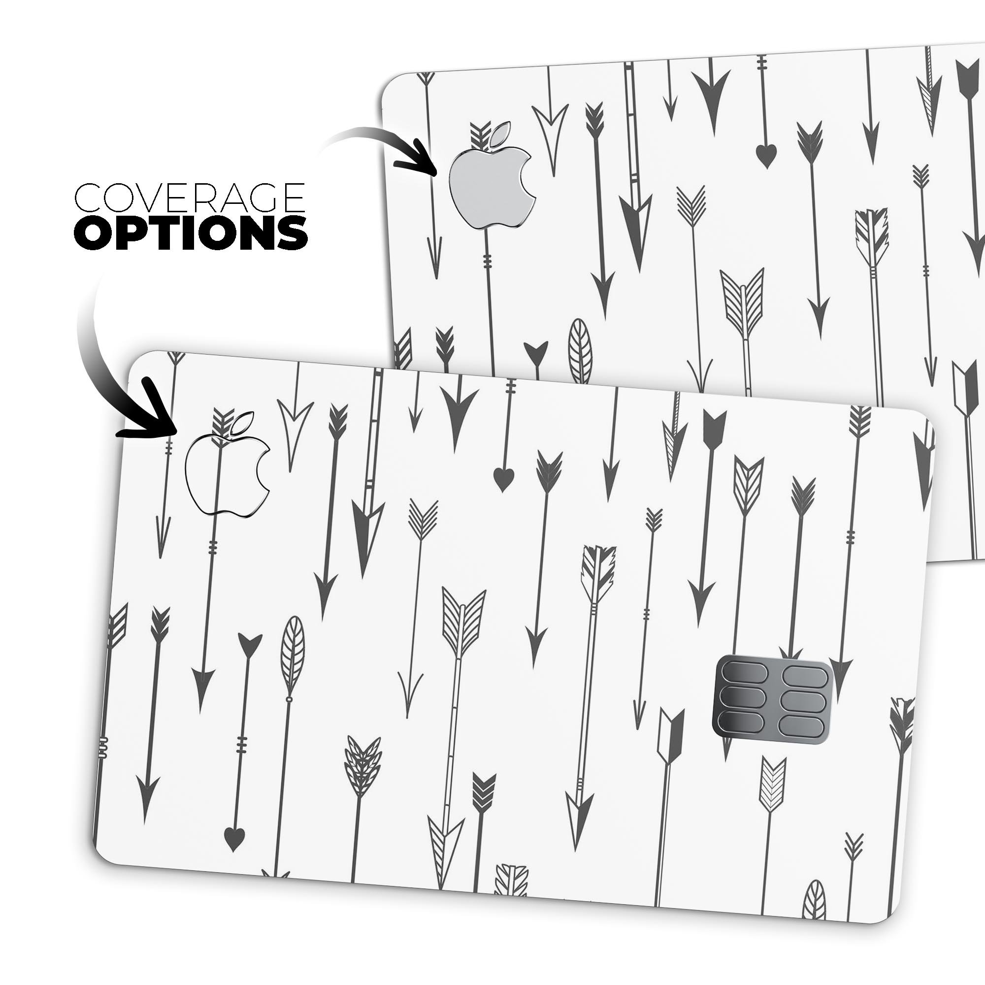 Vector Black Arrows premium decal skin for Apple Card, showcasing its sleek design and protective features.