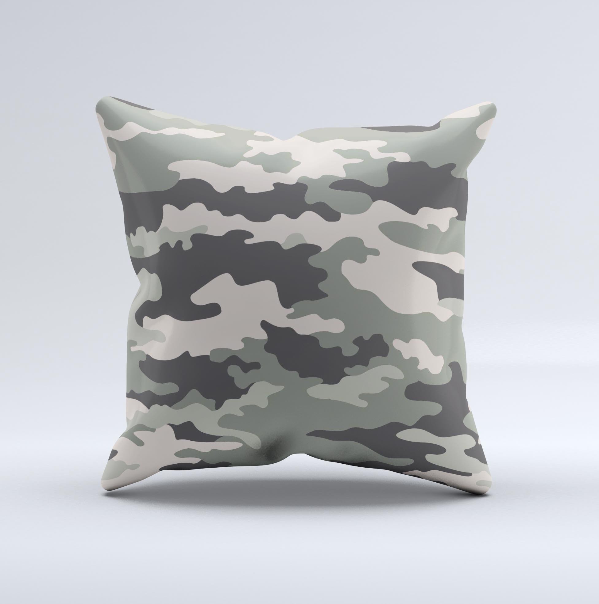 Vector Camouflage Pattern Ink-Fuzed Decorative Throw Pillow showcasing a unique camouflage design with high-quality fabric and craftsmanship.