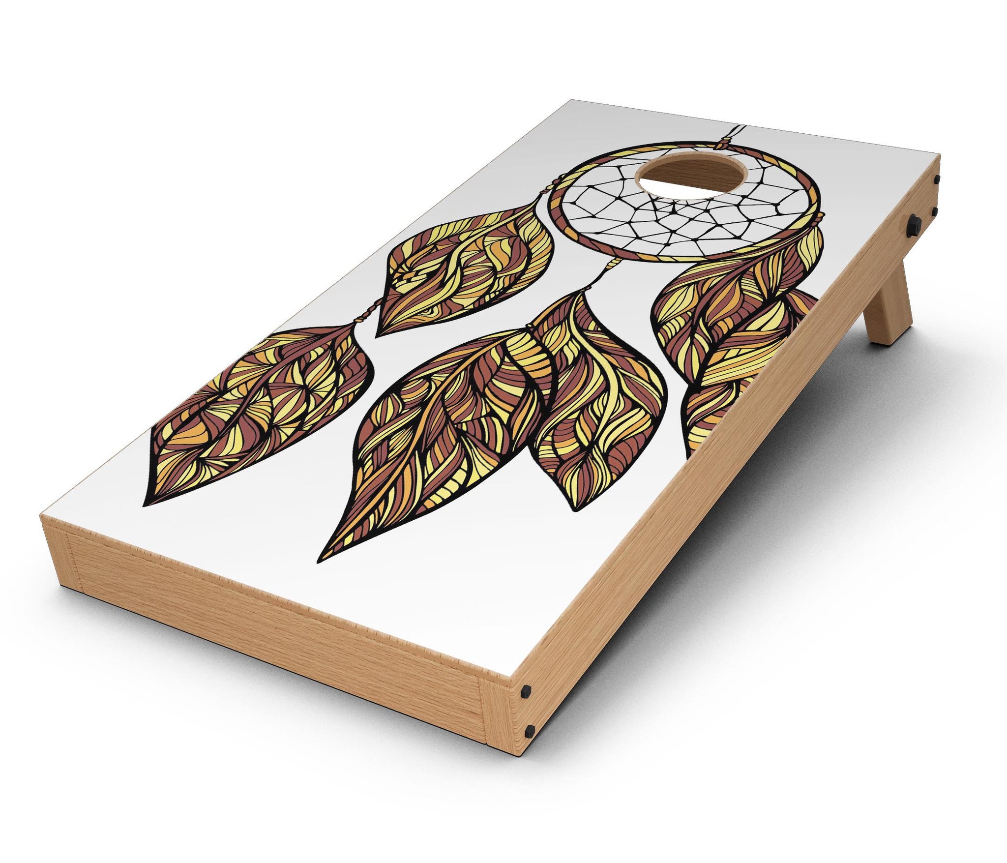 Vector Dreamcatcher CornHole Board Skin Decal Kit featuring vibrant colors and intricate design for personalized Cornhole boards.