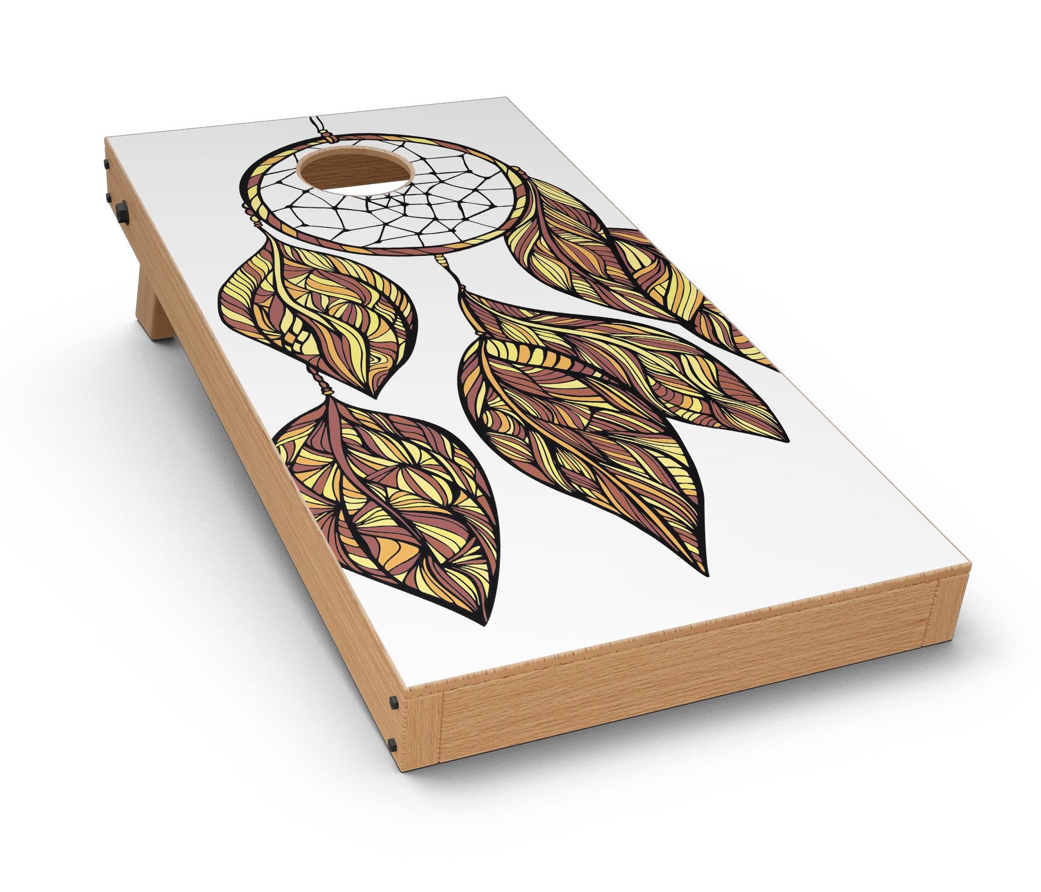 Vector Dreamcatcher CornHole Board Skin Decal Kit featuring vibrant colors and intricate design for personalized Cornhole boards.