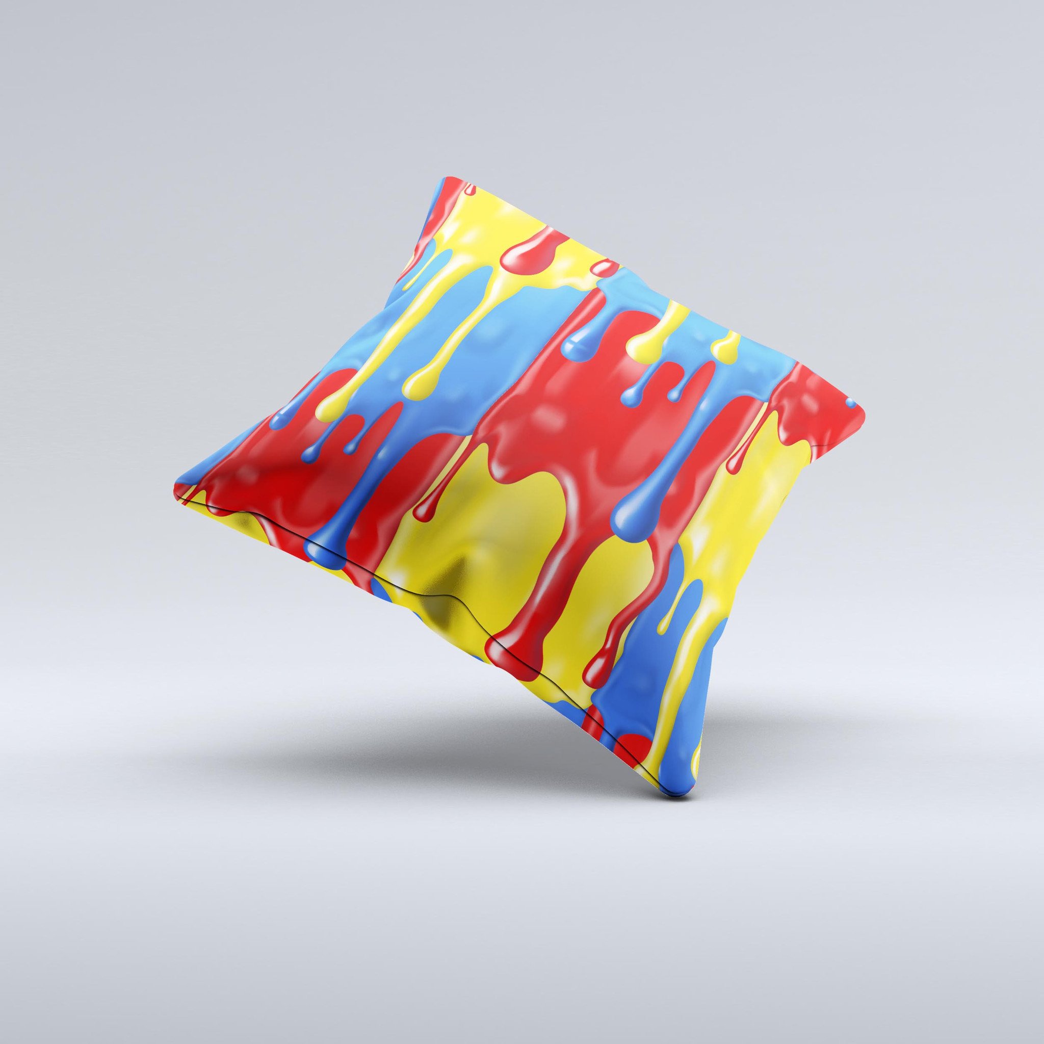 Vector Paint Drips decorative throw pillow showcasing vibrant colors and unique design, handcrafted in Virginia.