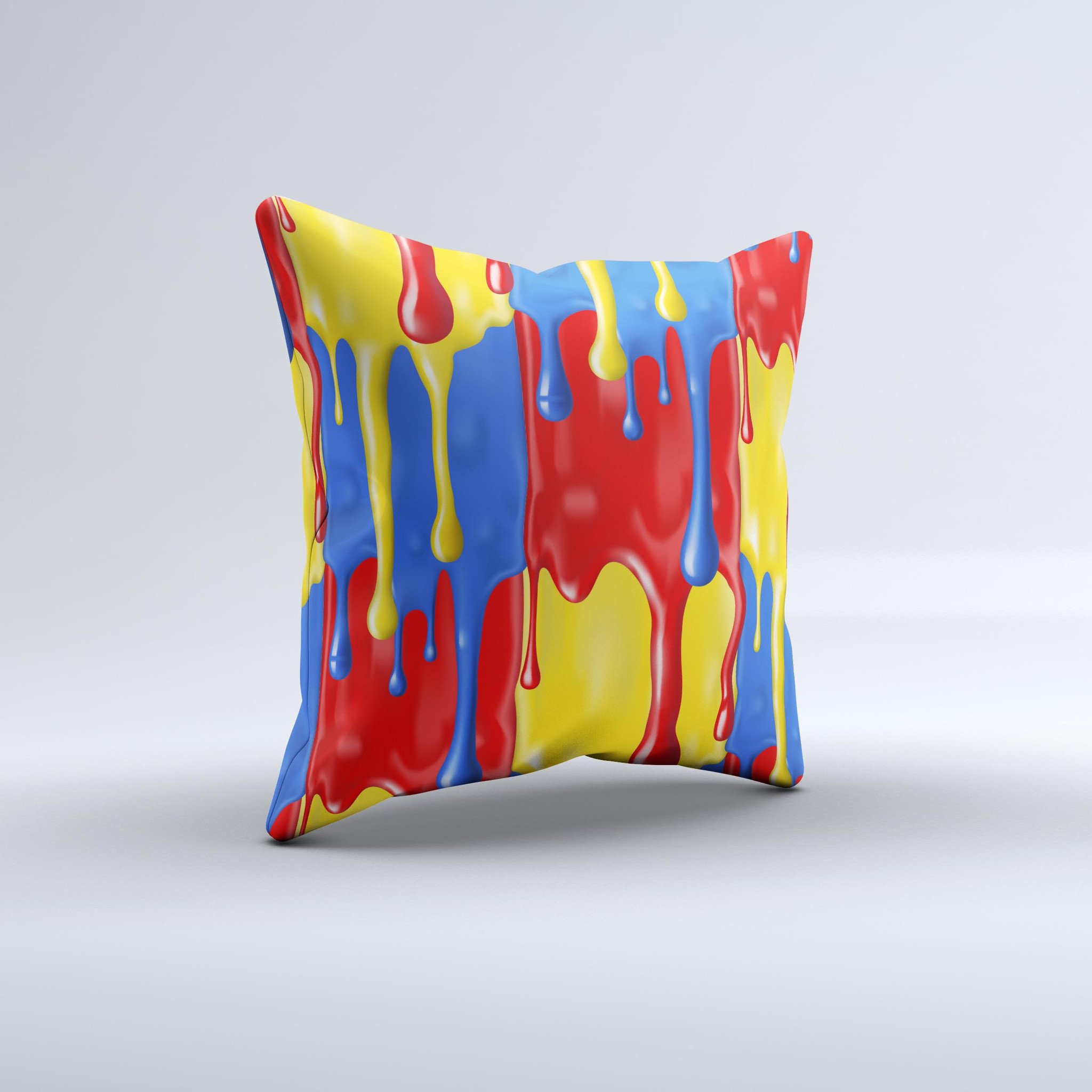 Vector Paint Drips decorative throw pillow showcasing vibrant colors and unique design, handcrafted in Virginia.