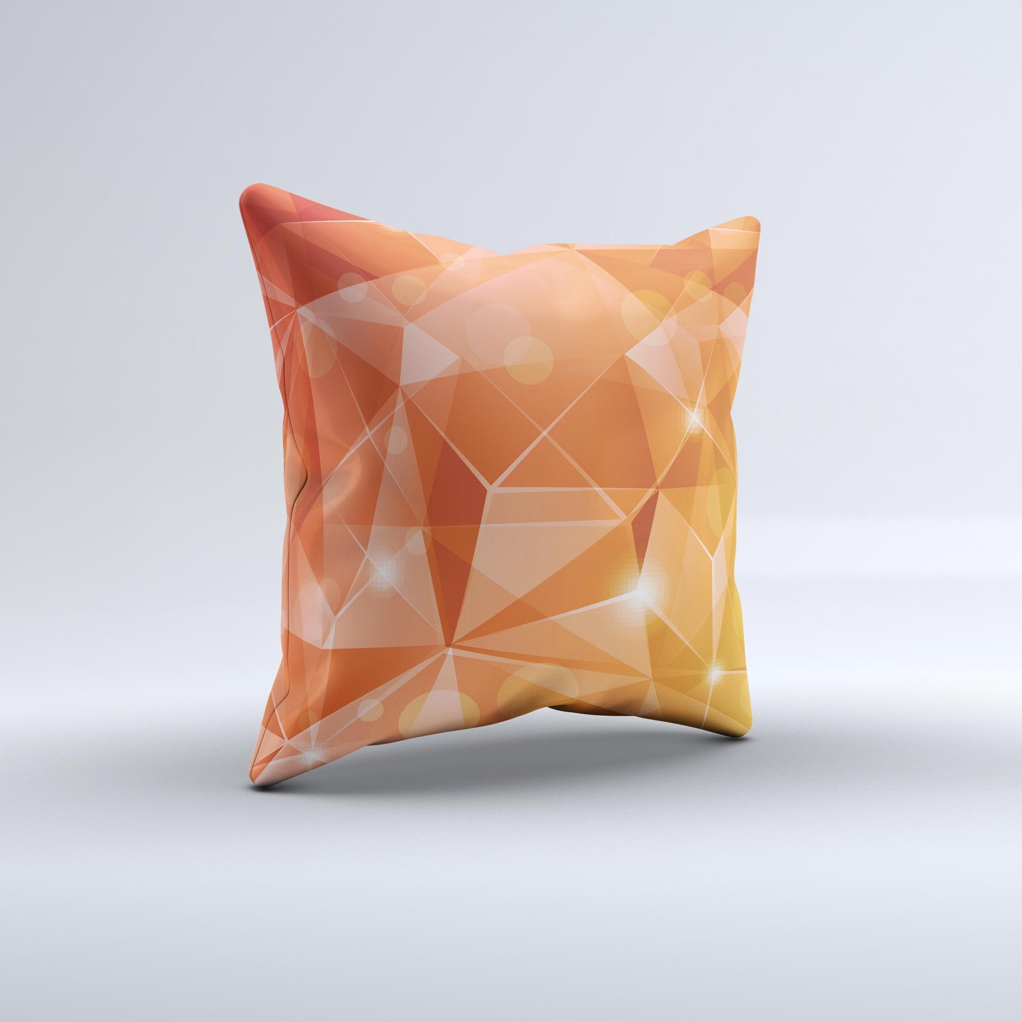 Vector Shiny Coral Crystal Pattern Decorative Throw Pillow showcasing vibrant coral hues and intricate design, handcrafted in Virginia.