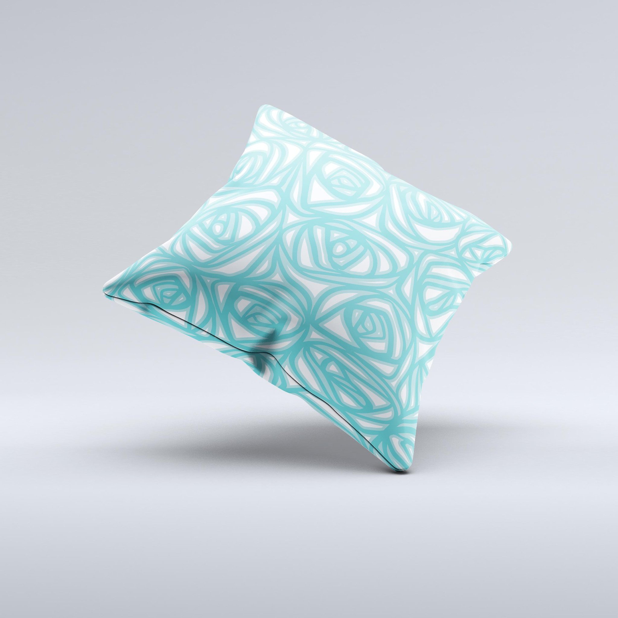 Vector Subtle Blues Pattern Ink-Fuzed Decorative Throw Pillow showcasing a unique handmade design with subtle blue hues.