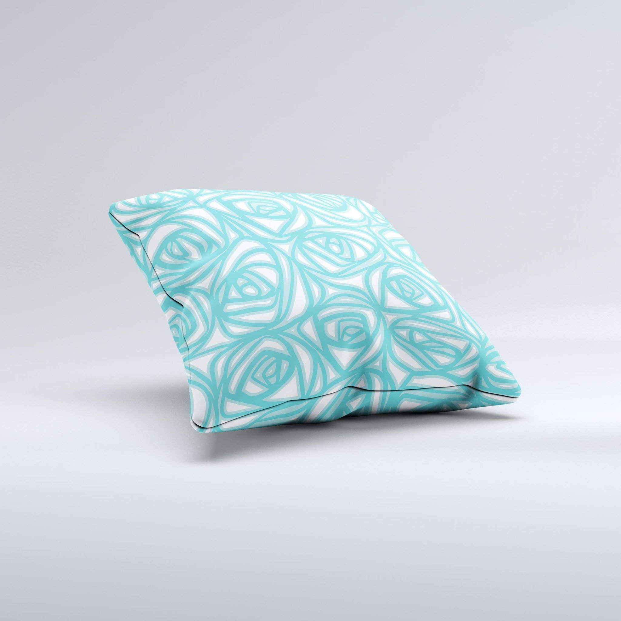 Vector Subtle Blues Pattern Ink-Fuzed Decorative Throw Pillow showcasing a unique handmade design with subtle blue hues.